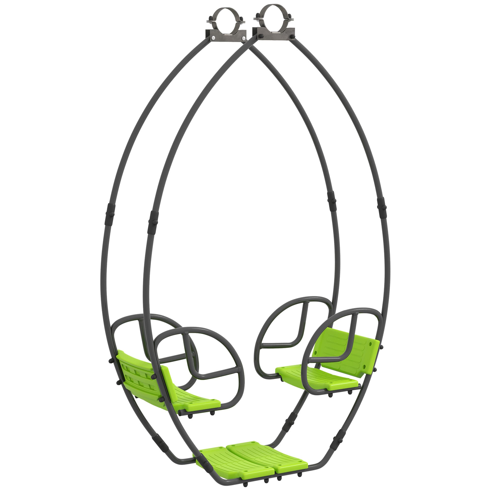 Outsunny Balançoire pour enfants structure en métal avec poignée pour 2 enfants de 3 à 6 ans 110,5 x 40,5 x 180 cm vert