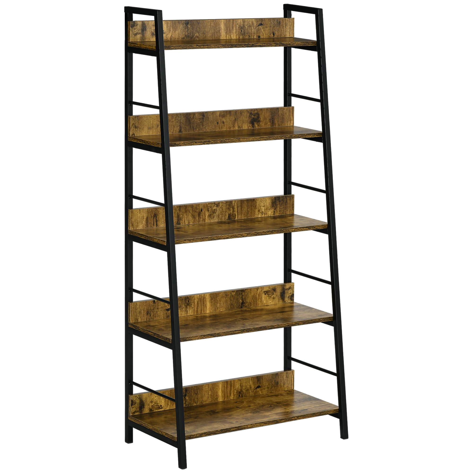 HOMCOM Étagère bibliothèque Style Industriel incliné 5 Niveaux 70L x 35l x 150H cm