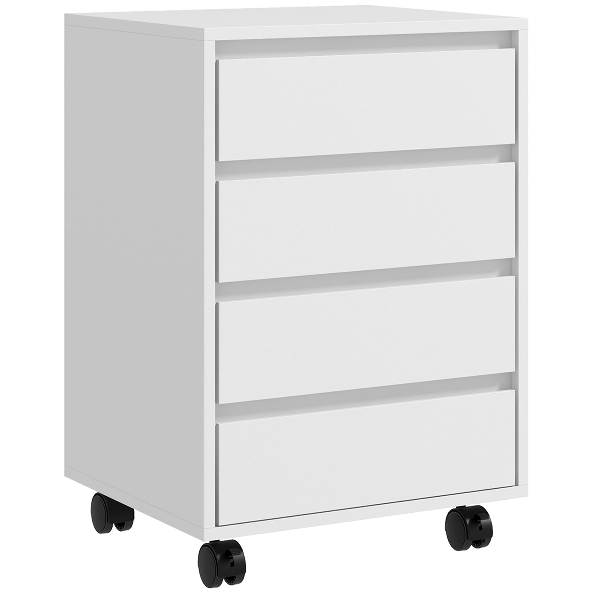 HOMCOM Caisson de bureau rangement bureau sur roulettes 4 tiroirs coulissants en bois aspect bois blanc