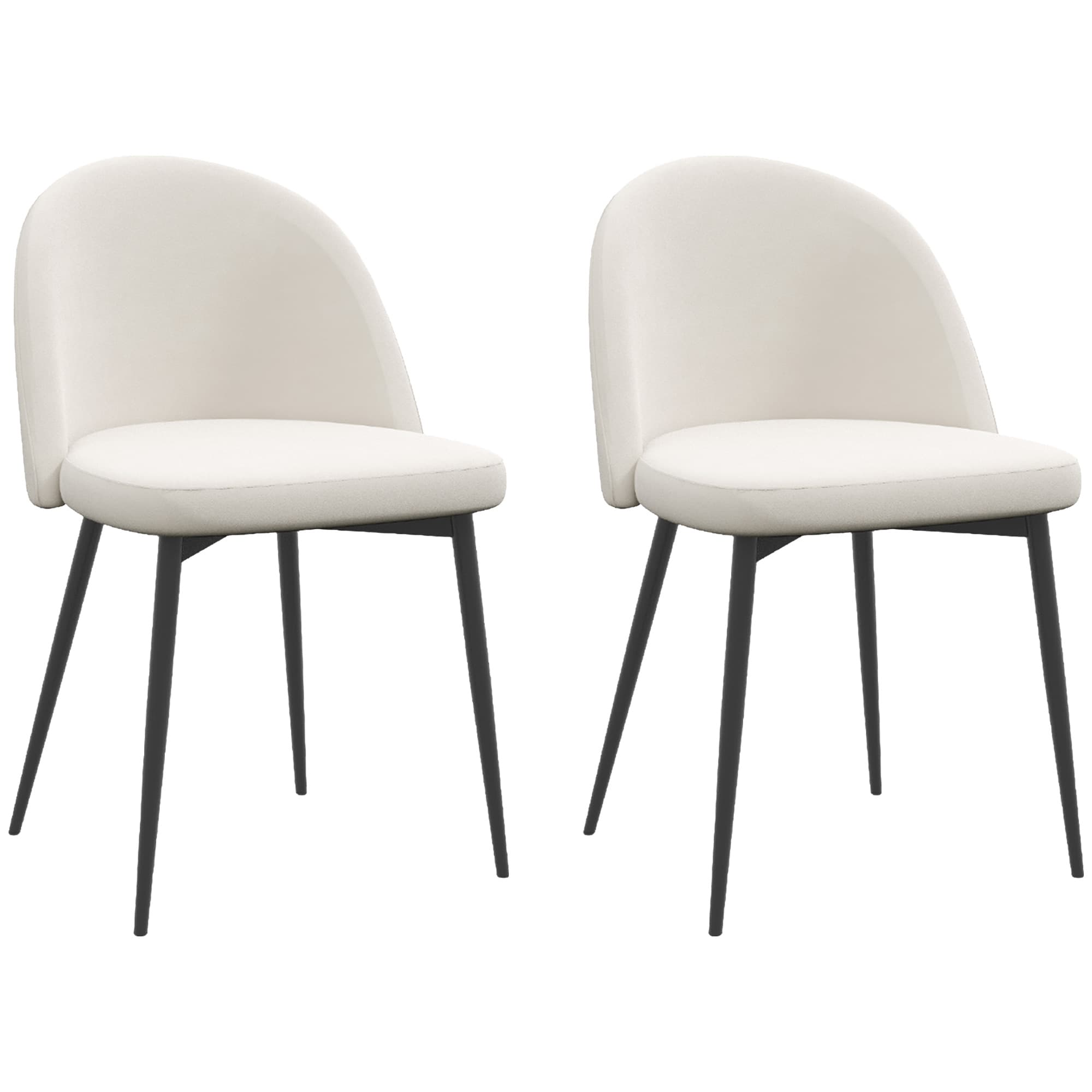 HOMCOM Lot de 2 chaises salle à manger chaise de cuisine scandinave chaise en velours rembourrée avec pieds effilés en métal