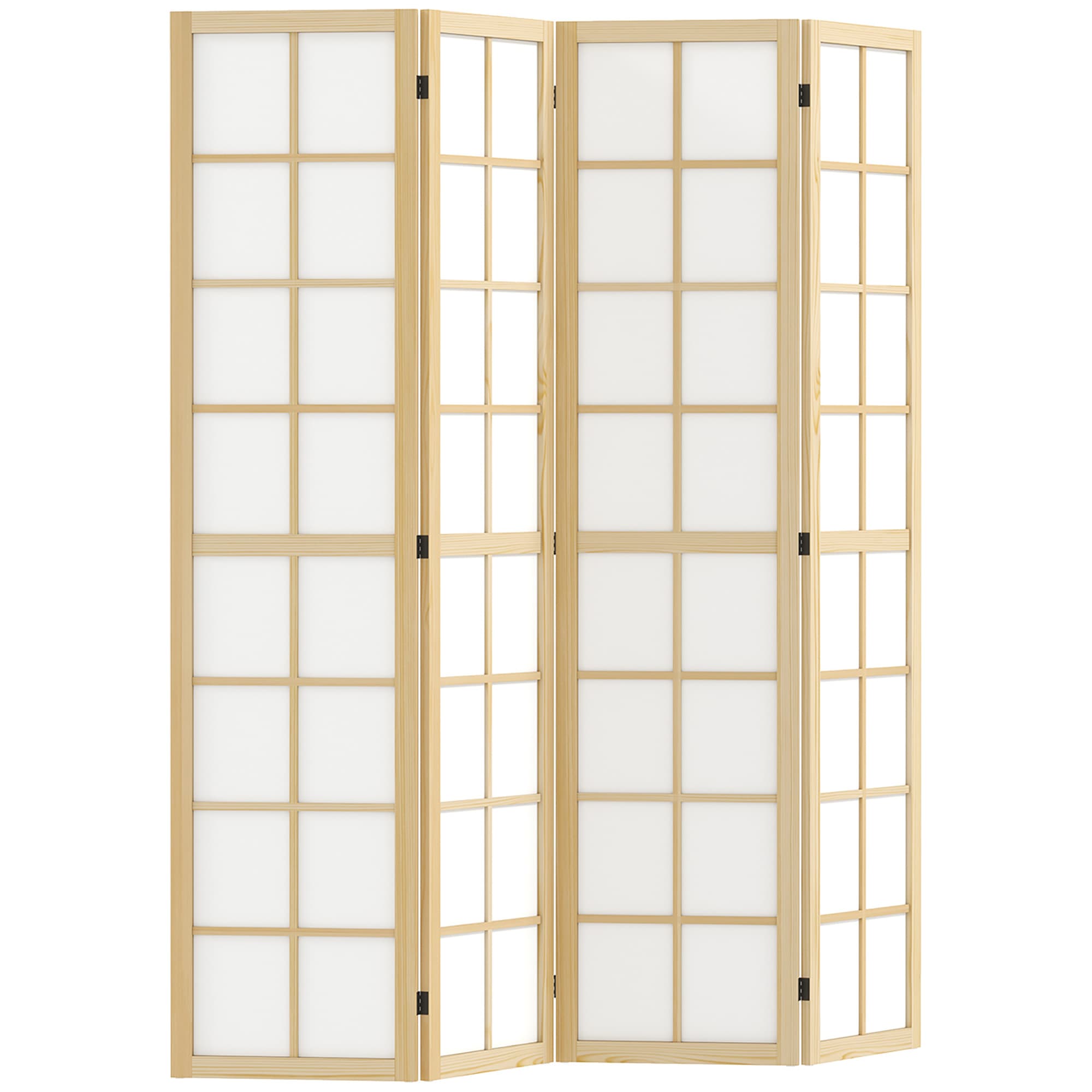 HOMCOM Paravent interieur pliable 4 panneaux 160 x 170 cm séparateur de pièce pour salon chambre à coucher maison, naturel