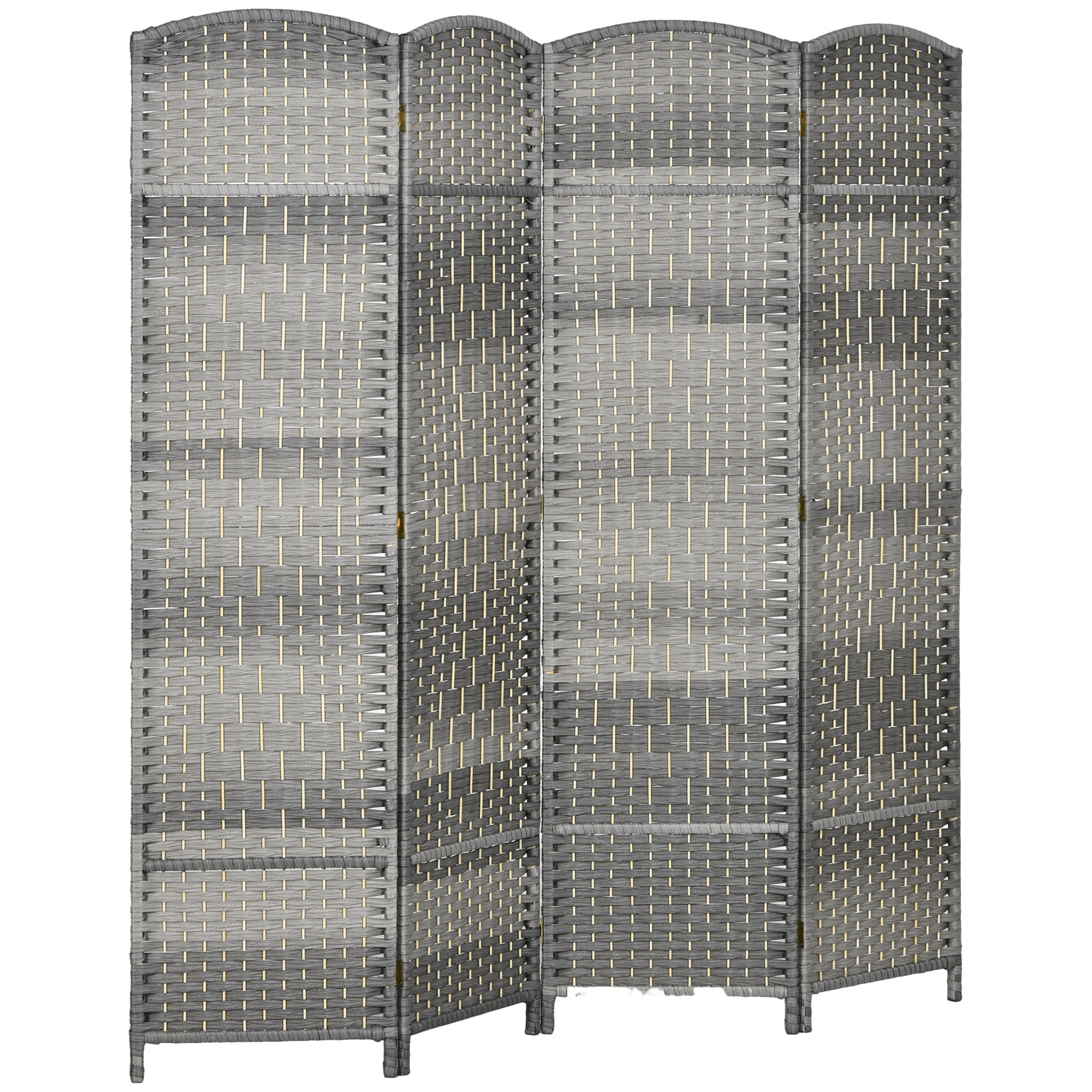HOMCOM Paravent intérieur en bois 4 panneaux séparateur de pièce pliable pour salon chambre 180 x 180 cm gris mélangé