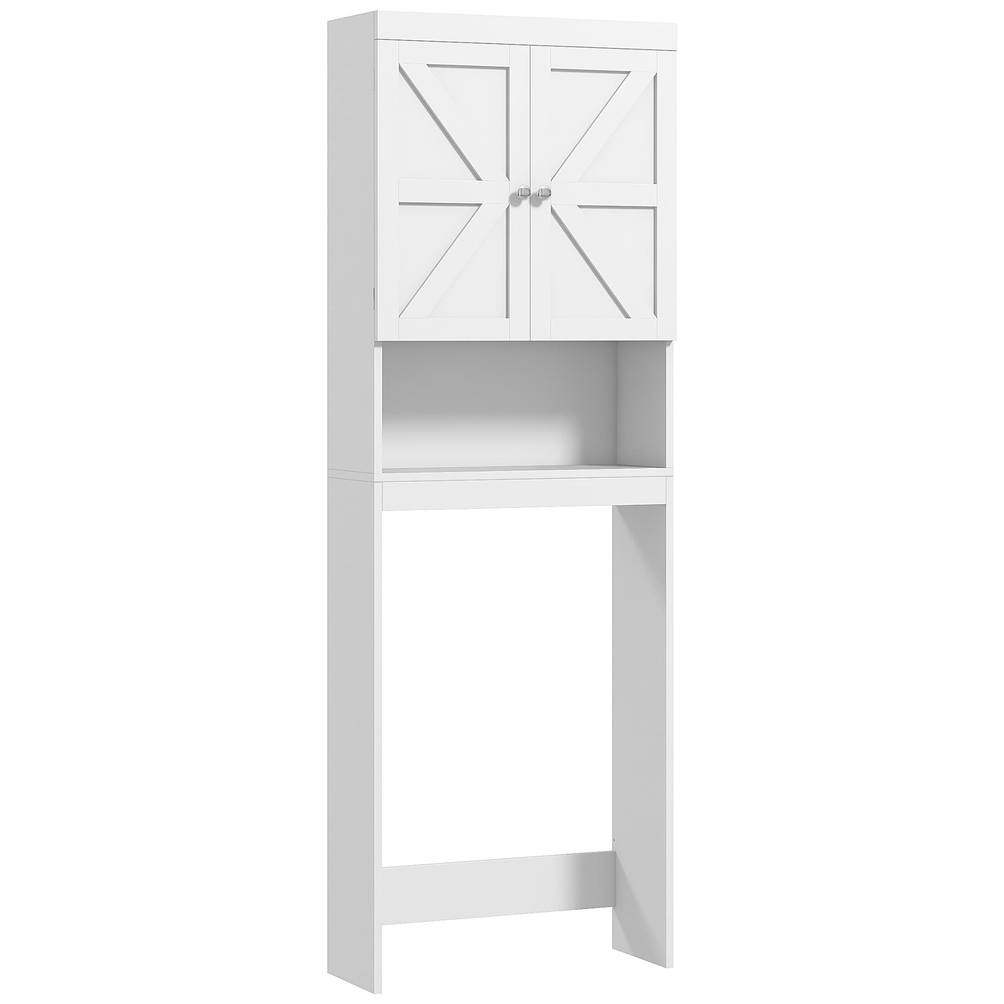 HOMCOM Armoire de rangement dessus des toilettes, meuble de salle de bain placard 2 portes étagère 58,5L x 23l x 170H cm blanc