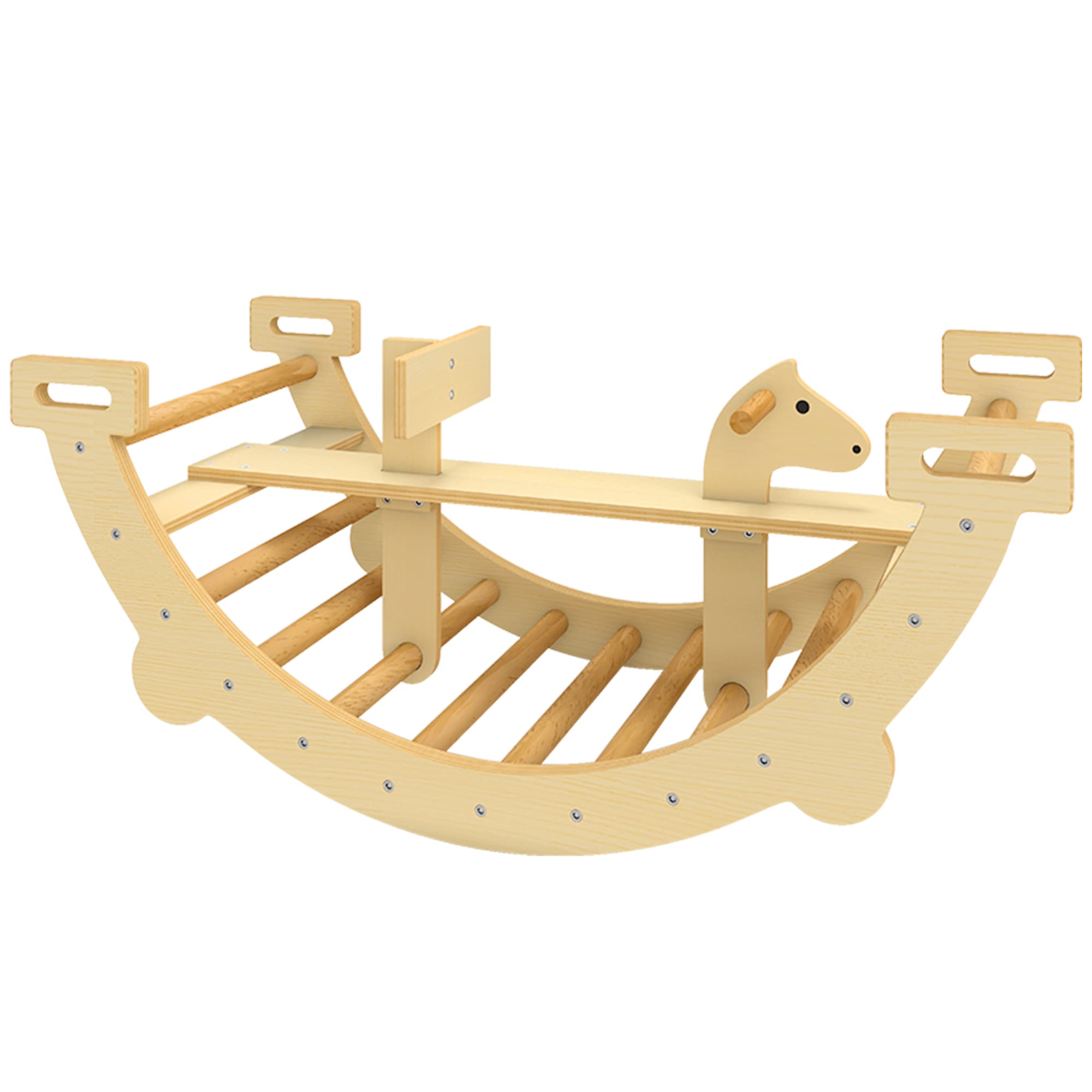 AIYAPLAY Structure d'escalade Montessori d'intérieur, arche 2 en 1 en bois, pour enfants 2-4 ans, 110x52x45 cm, bois naturel
