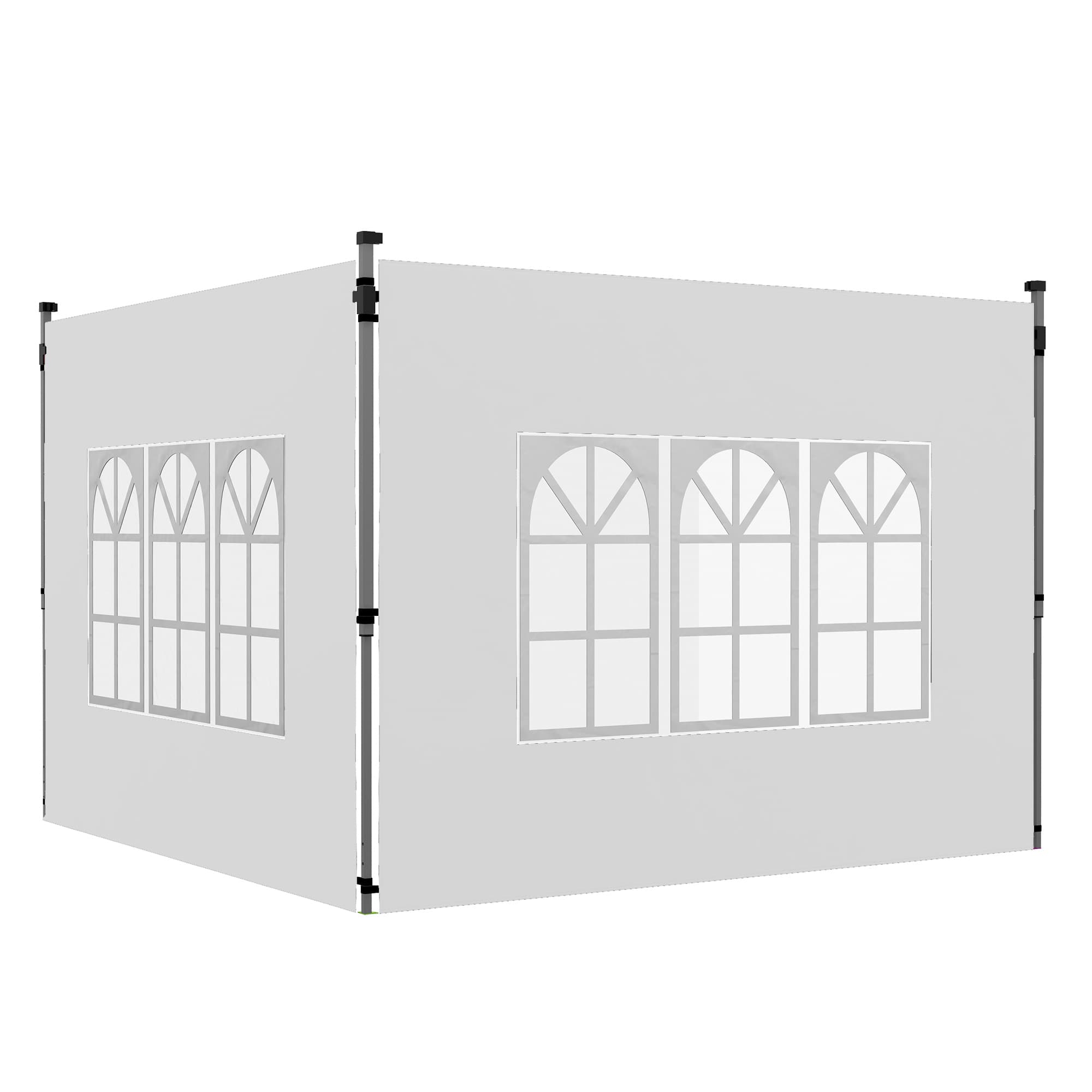 Outsunny Lot de 2 parois latérales pour tonnelle de 3 x 3 m ou 3 x 4 m panneau pour pavillon avec fenêtre 295 x 195 cm blanc