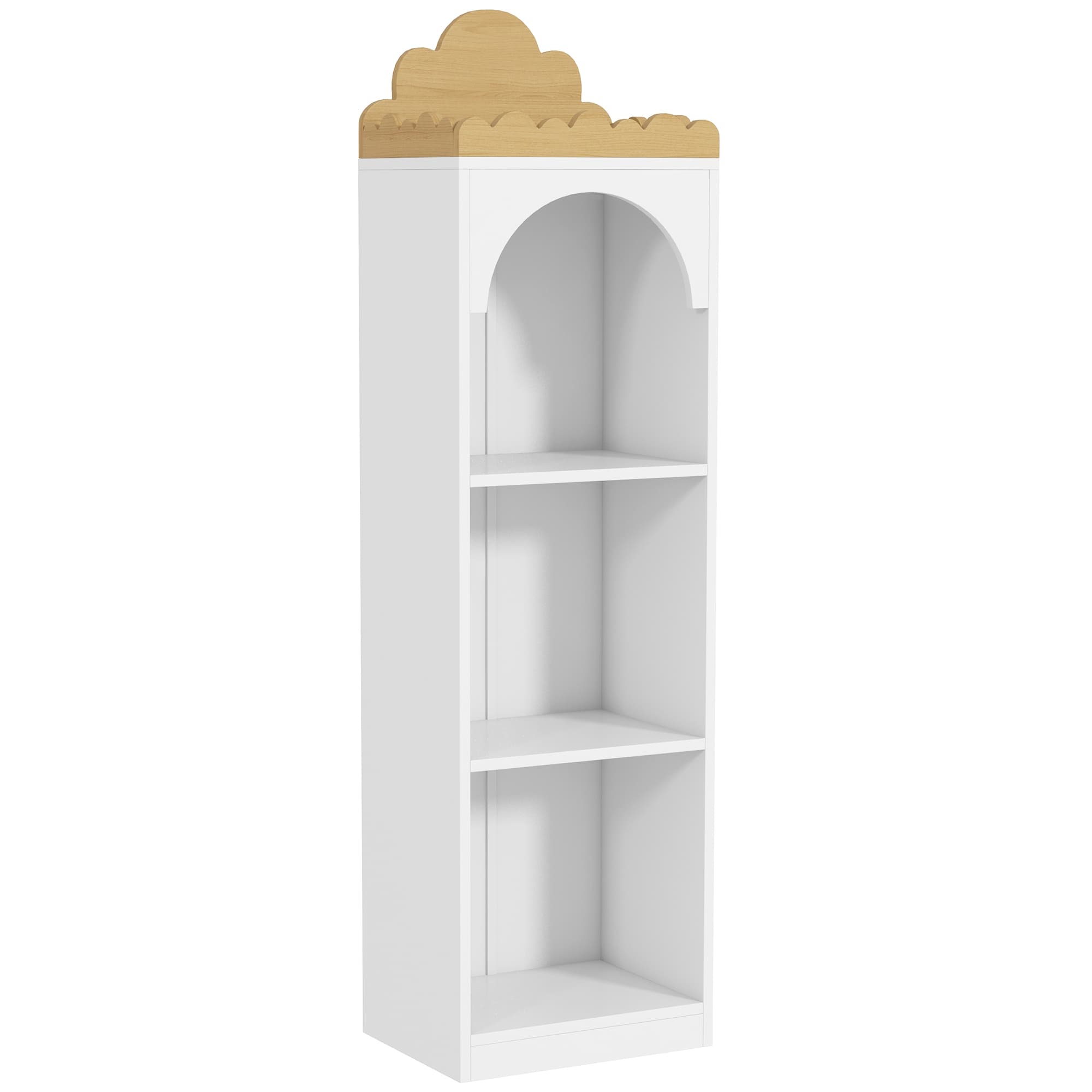 AIYAPLAY Bibliothèque pour enfants avec étagère 3 niveaux joli design nuage pour chambre coin lecture blanc
