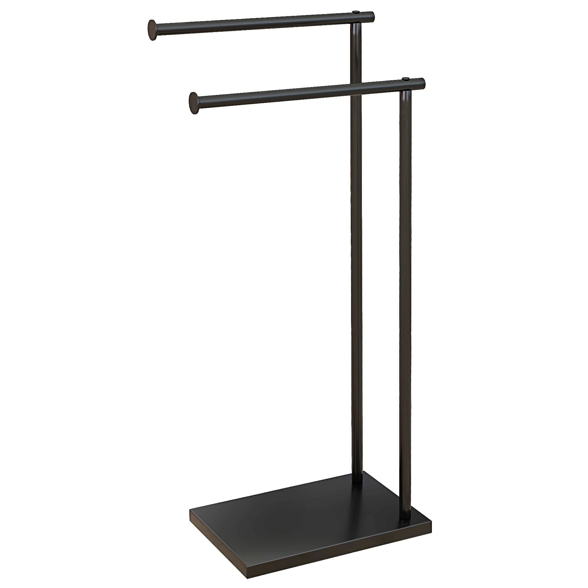 HOMCOM Porte-serviettes sur pied en acier avec 2 barres support pour serviette 35,5l x 20P x 78H cm - noir