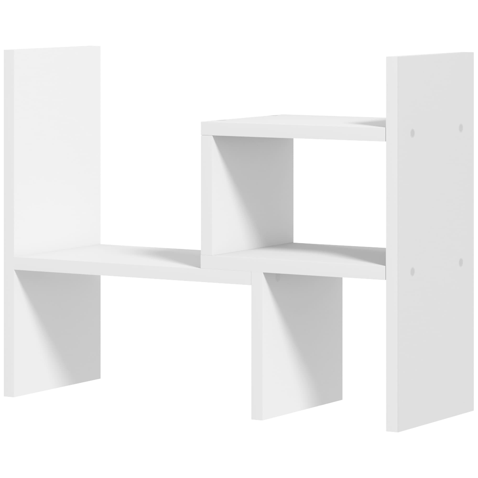 HOMCOM Étagère de bureau modulable, organisateur de bureau multifonctionnel, 2 pièces, MDF, blanc