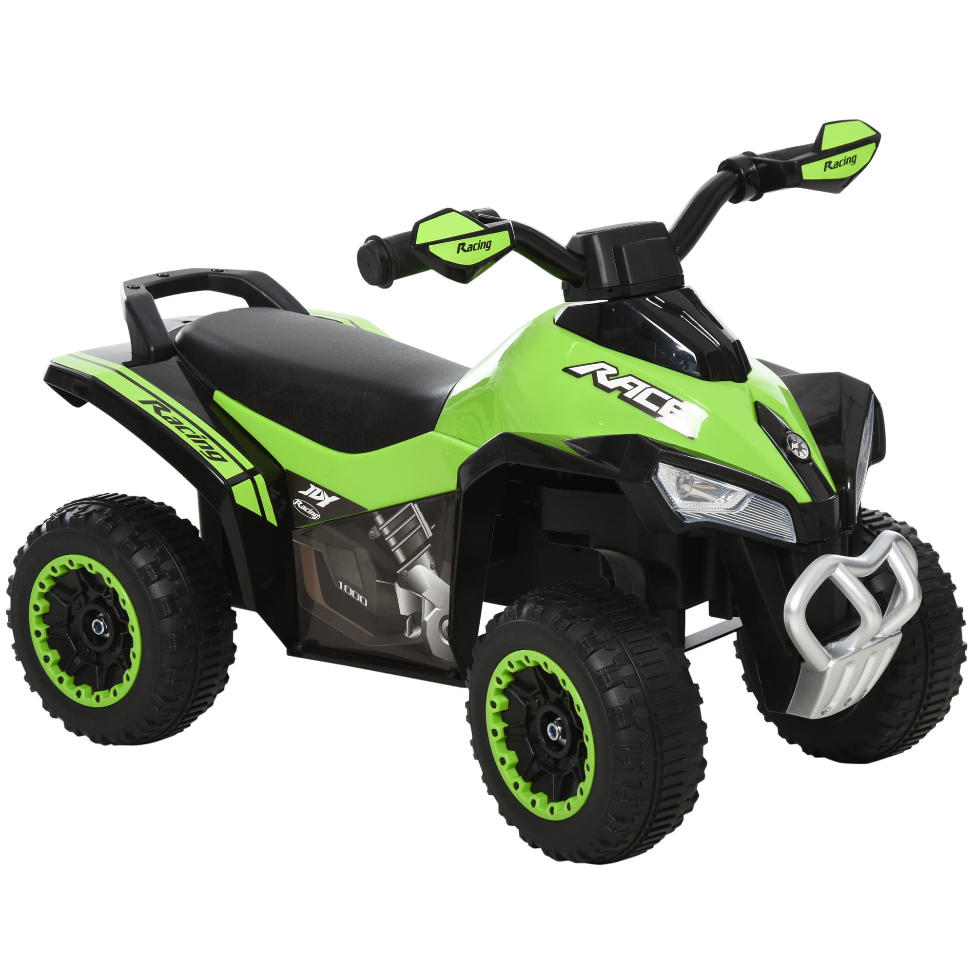 HOMCOM Porteur Enfants Quad 18-36 Mois dim. 67L x 38l x 44H cm Effets Lumineux et sonores Vert Noir