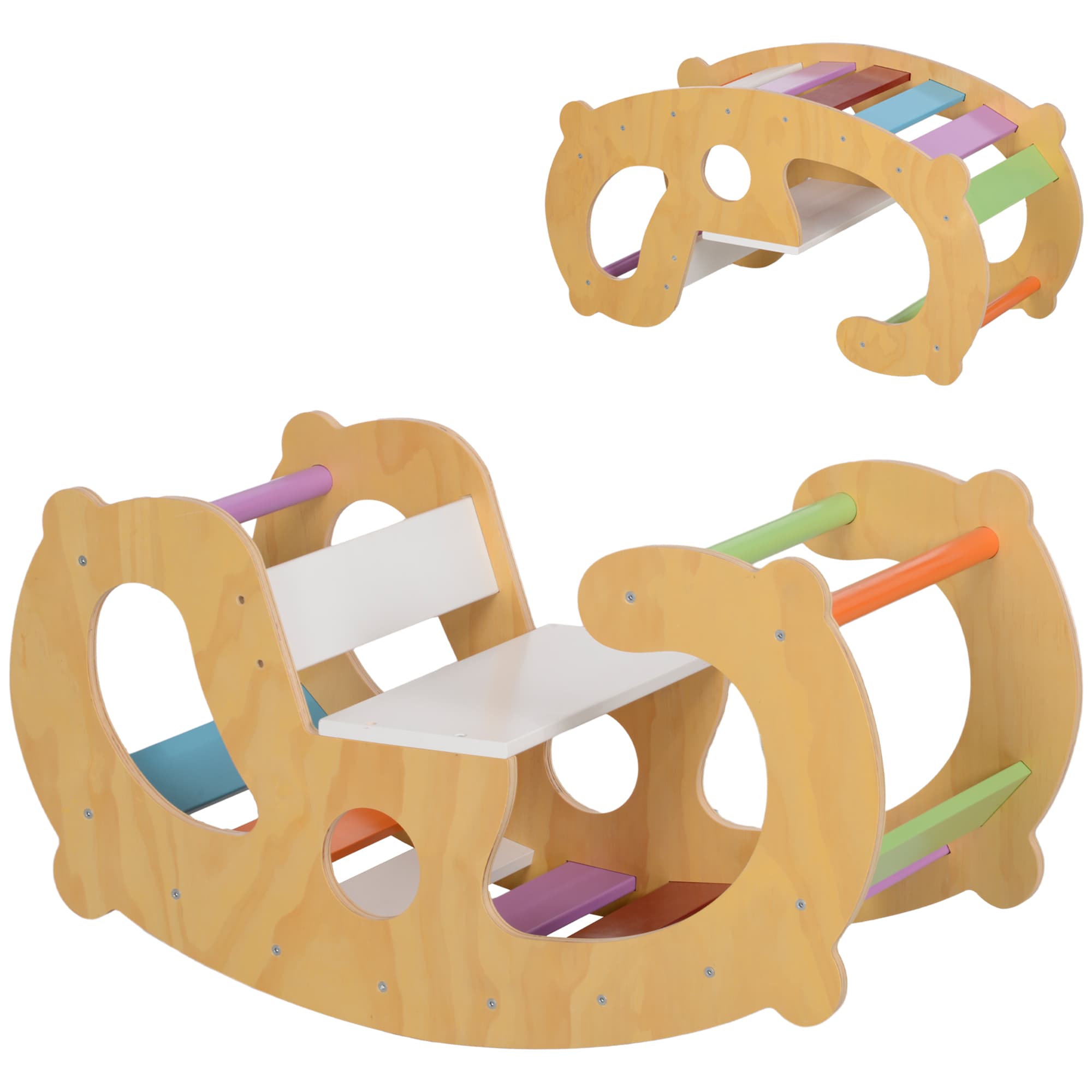 AIYAPLAY 2 en 1 Arche escalade enfants 18 à 48 mois, chaise à bascule arc-en-ciel pour garçons & filles, tout-petits