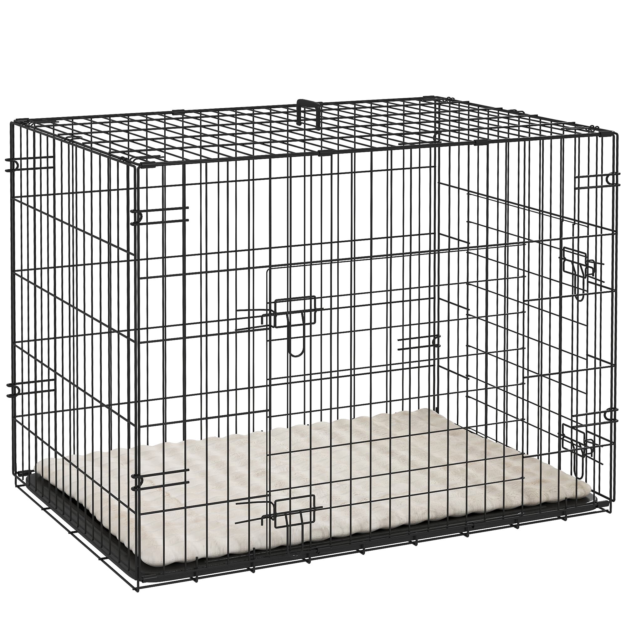 PawHut Cage pour chien cage de transport pour chien pliable avec 2 portes plateau amovible coussin lavable 76 x 53 x 60 cm noir