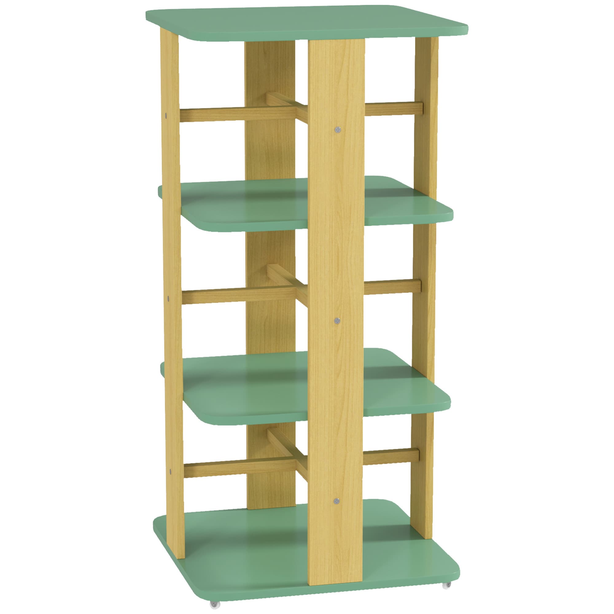 AIYAPLAY Bibliothèque enfant avec roulettes, rangement livre enfant 3 niveaux pour salle de jeux, chambre d'enfant, vert