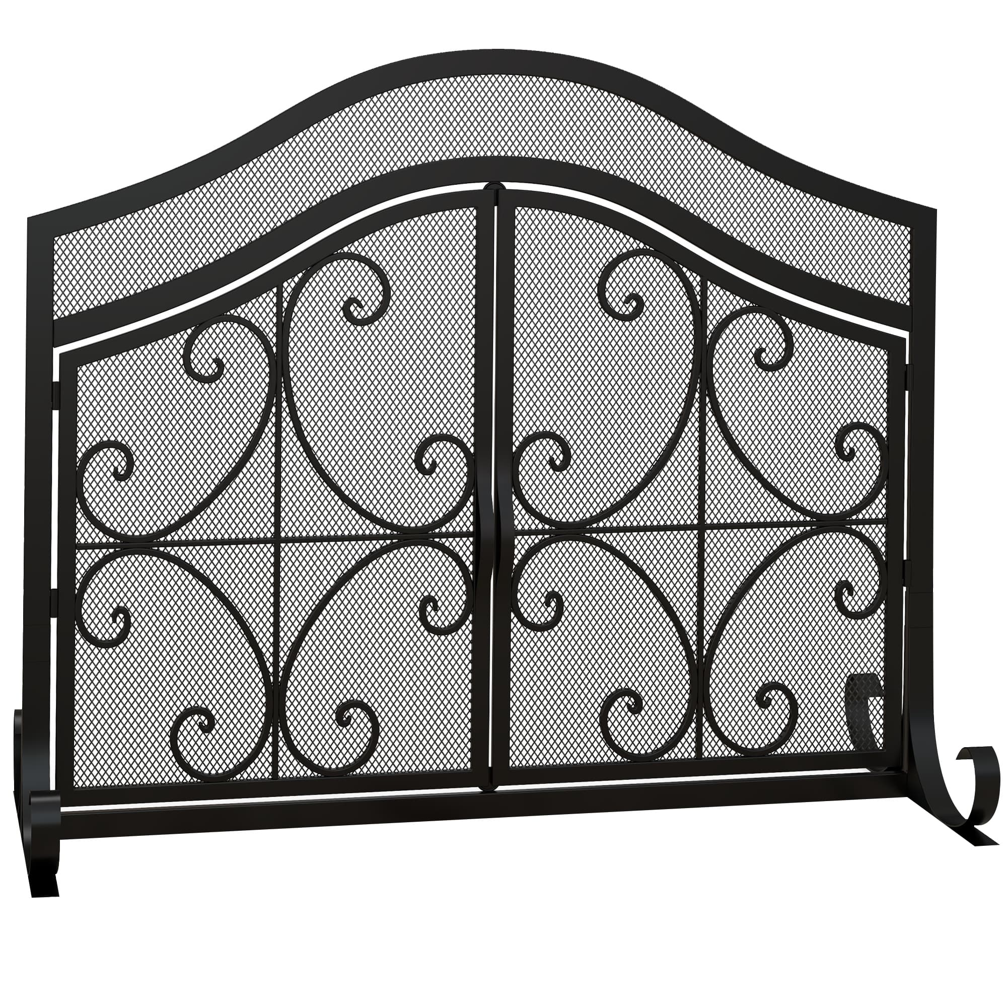 HOMCOM Grille de protection pour cheminée panneau unique en maille d'acier 105 x 40 x 80,5 cm noir