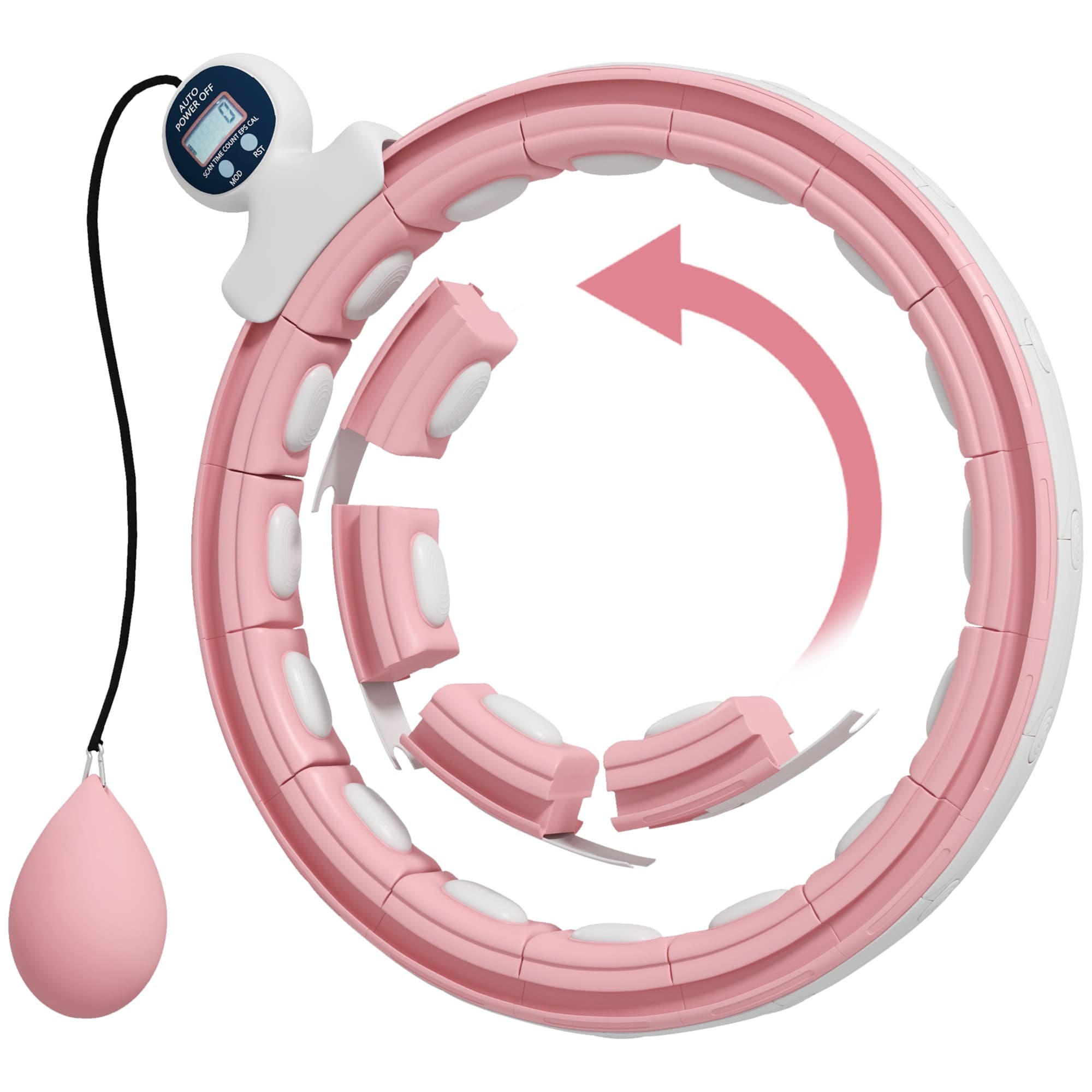 SPORTNOW Hula Hoop Cerceau avec Picots de Massage ajustable de 76 à 113 cm de tour de taille 16 segments amovibles, fitness