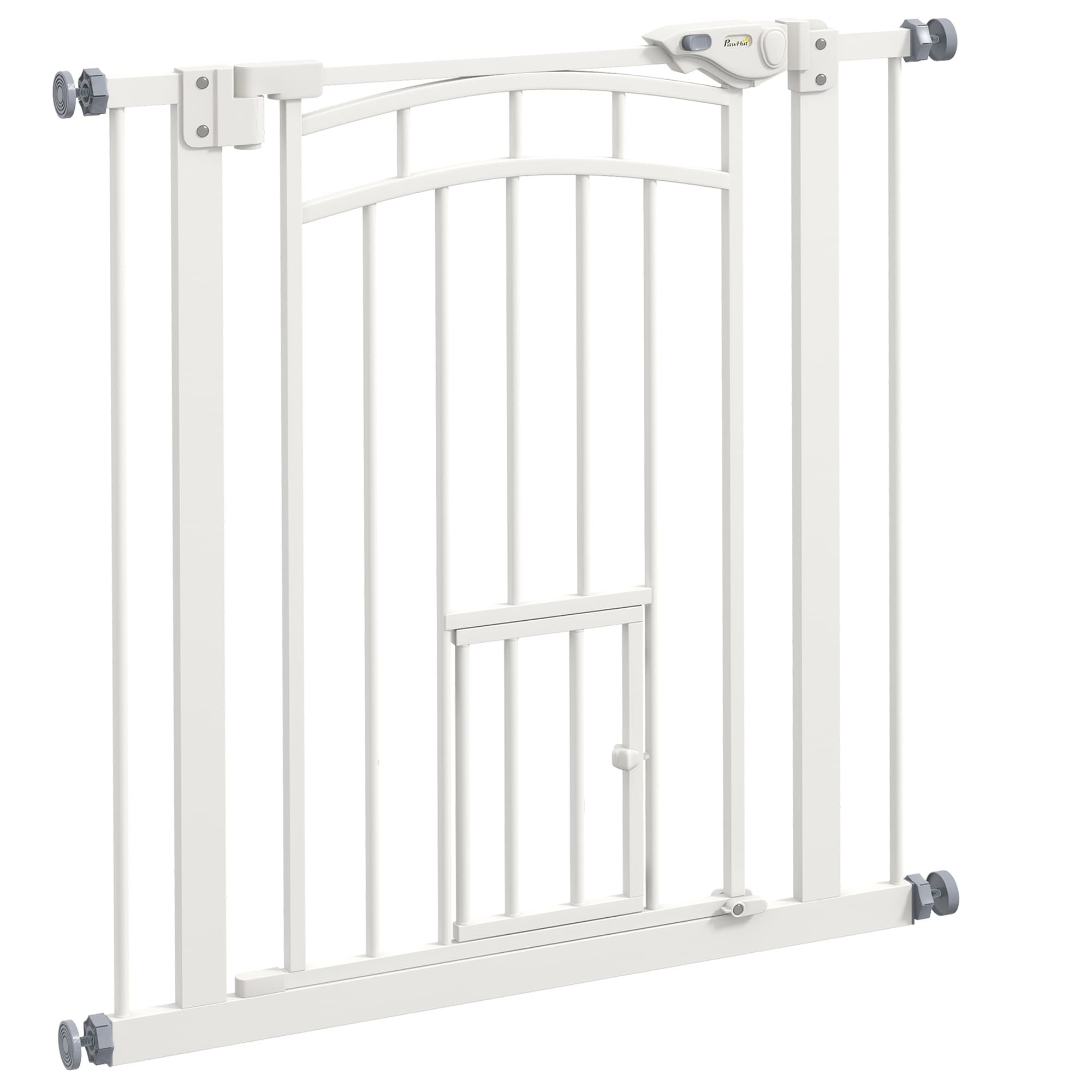 PawHut Barrière de sécurité animaux chien porte fermeture automatique sans perçage de 74 à 80 cm acier noir