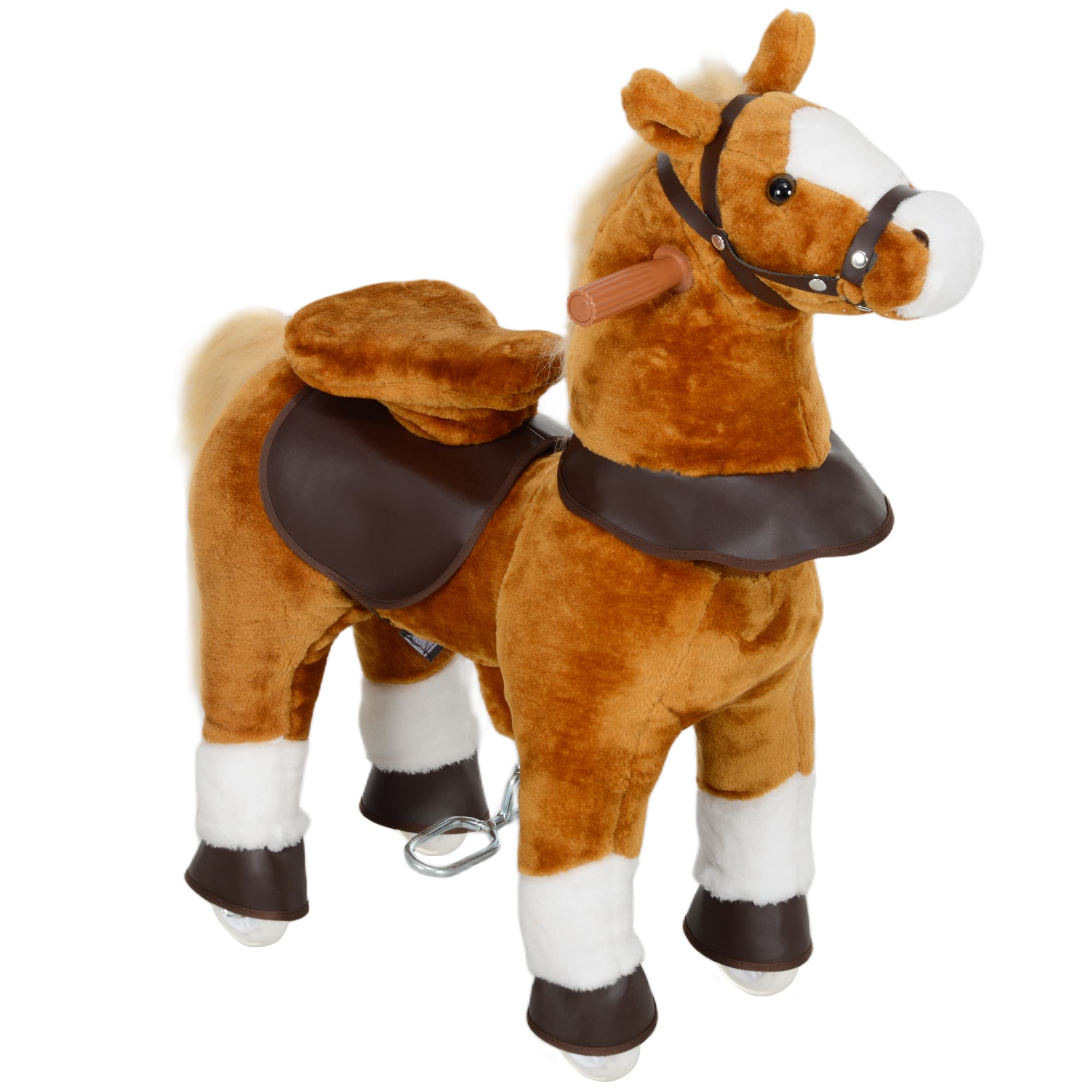 AIYAPLAY Cheval à monter pour enfant cheval à roulettes selle surélevée pour enfants 3-5 ans charge 60 kg 70 x 28 x 70 cm marron