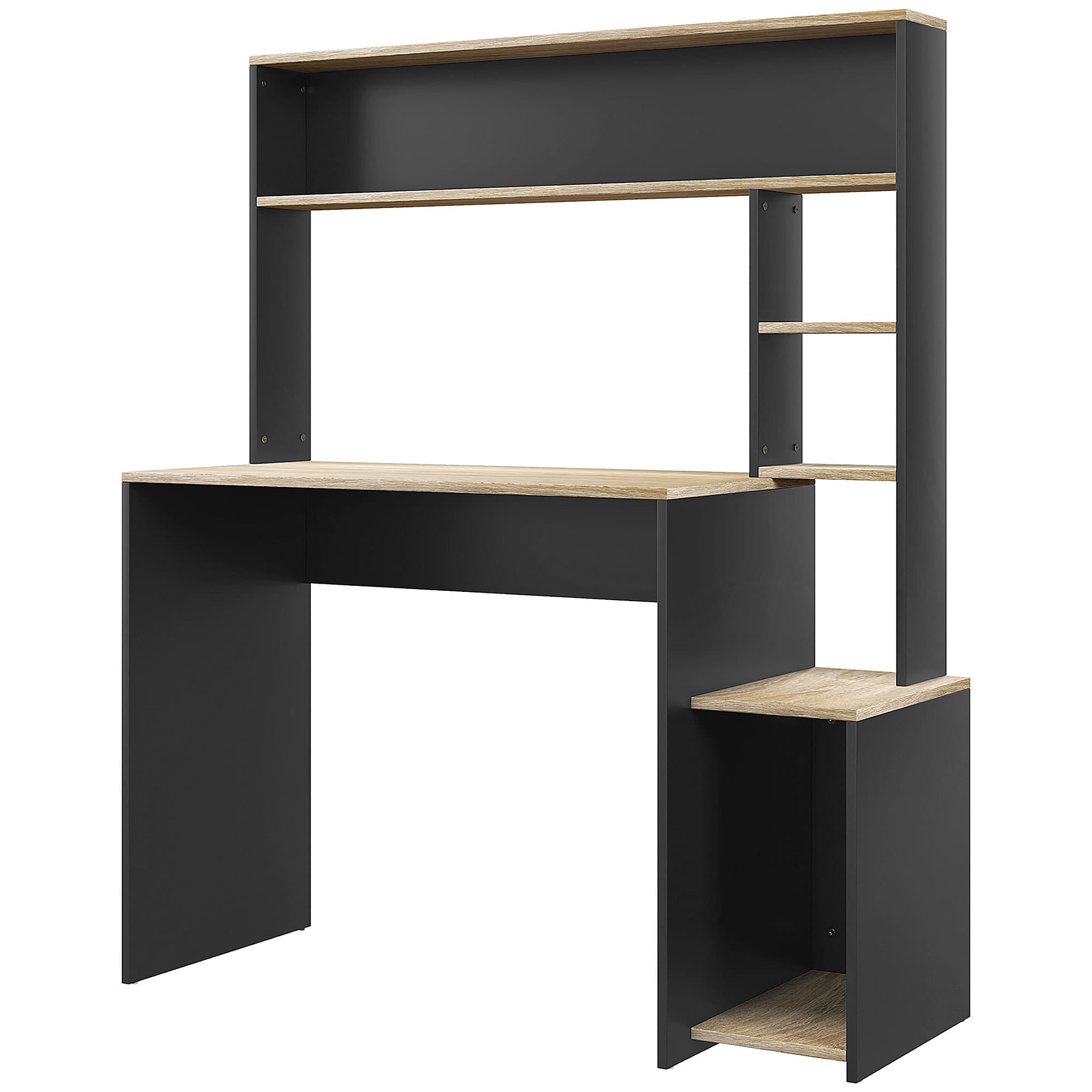 HOMCOM Bureau multi-rangements avec étagères, support pour unité centrale, grand bureau, 114L x 45l x 138H cm