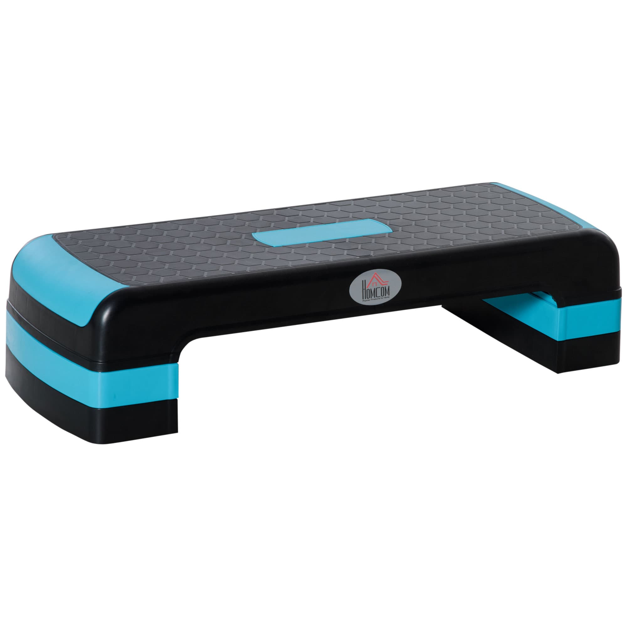 HOMCOM Stepper aérobic fitness hauteur réglable 3 niveaux surface antidérapante plastique 78 x 28 x 20 cm noir et bleu