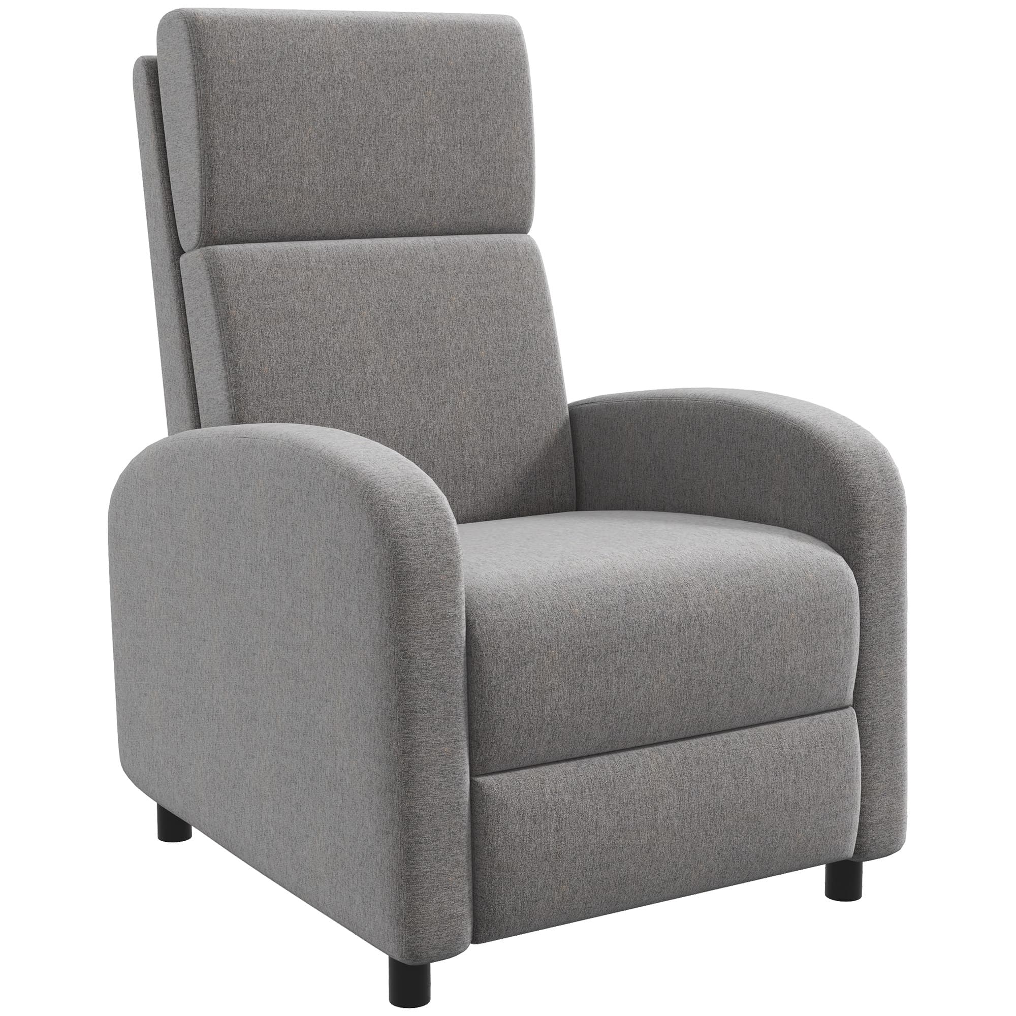 HOMCOM Fauteuil relax inclinable jusqu'à 160° manuellement avec repose-pieds intégré, charge max. 120kg, grand confort, gris