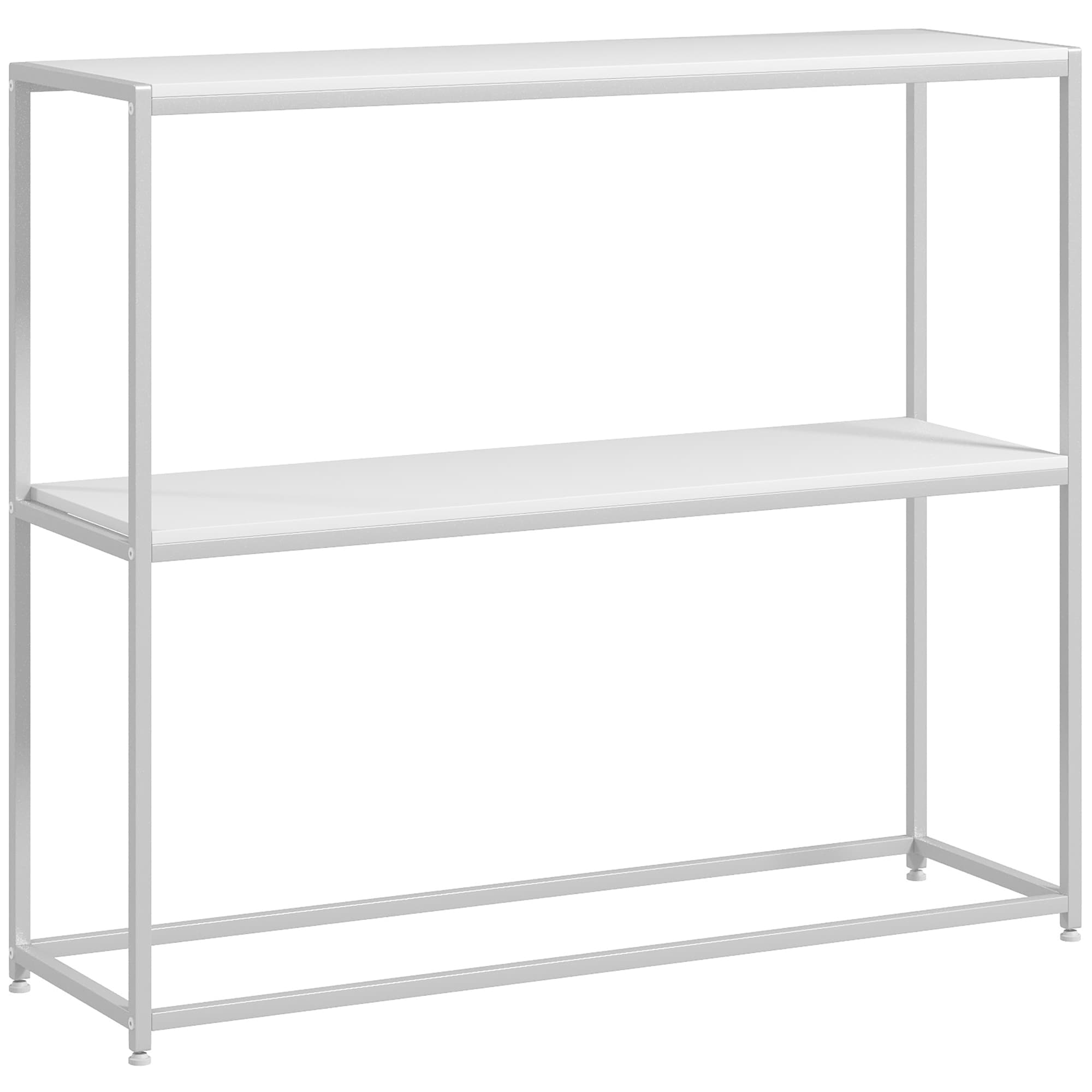 HOMCOM Table console en acier 2 étagères design moderne pour salon entrée couloir 100 x 30 x 87 cm blanc