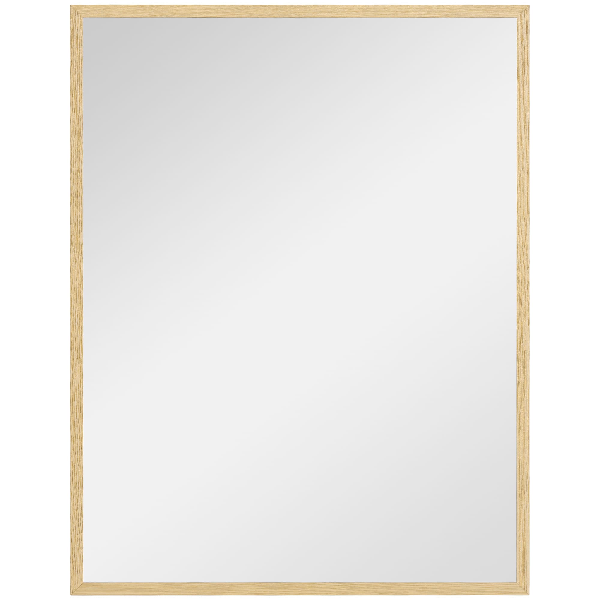 HOMCOM Miroir mural rectangulaire 90 x 70 cm, cadre en bois, idéal pour la salle de bain, salon ou chambre, naturel