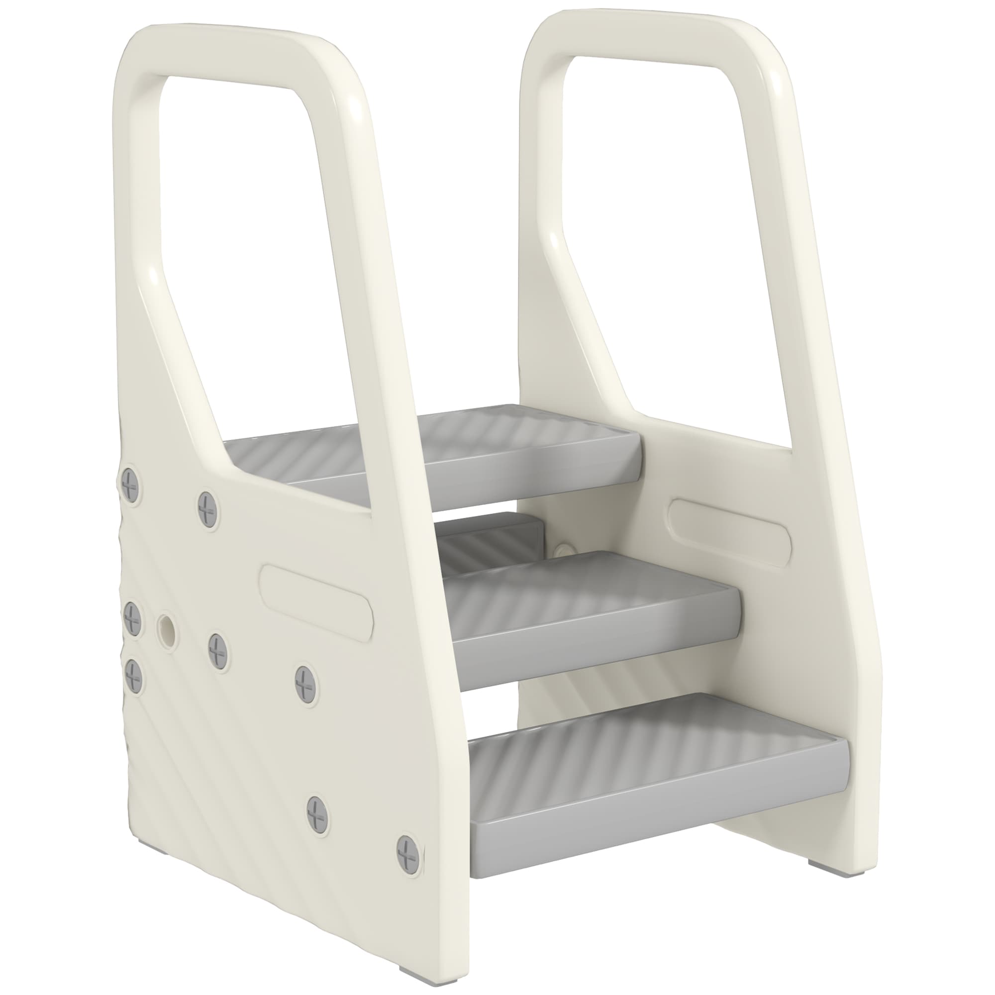 AIYAPLAY Marchepied enfant escabeau 3 marches pour enfants hauteurs réglables de 3 à 2 marches 43 x 42 x 65,5 cm gris
