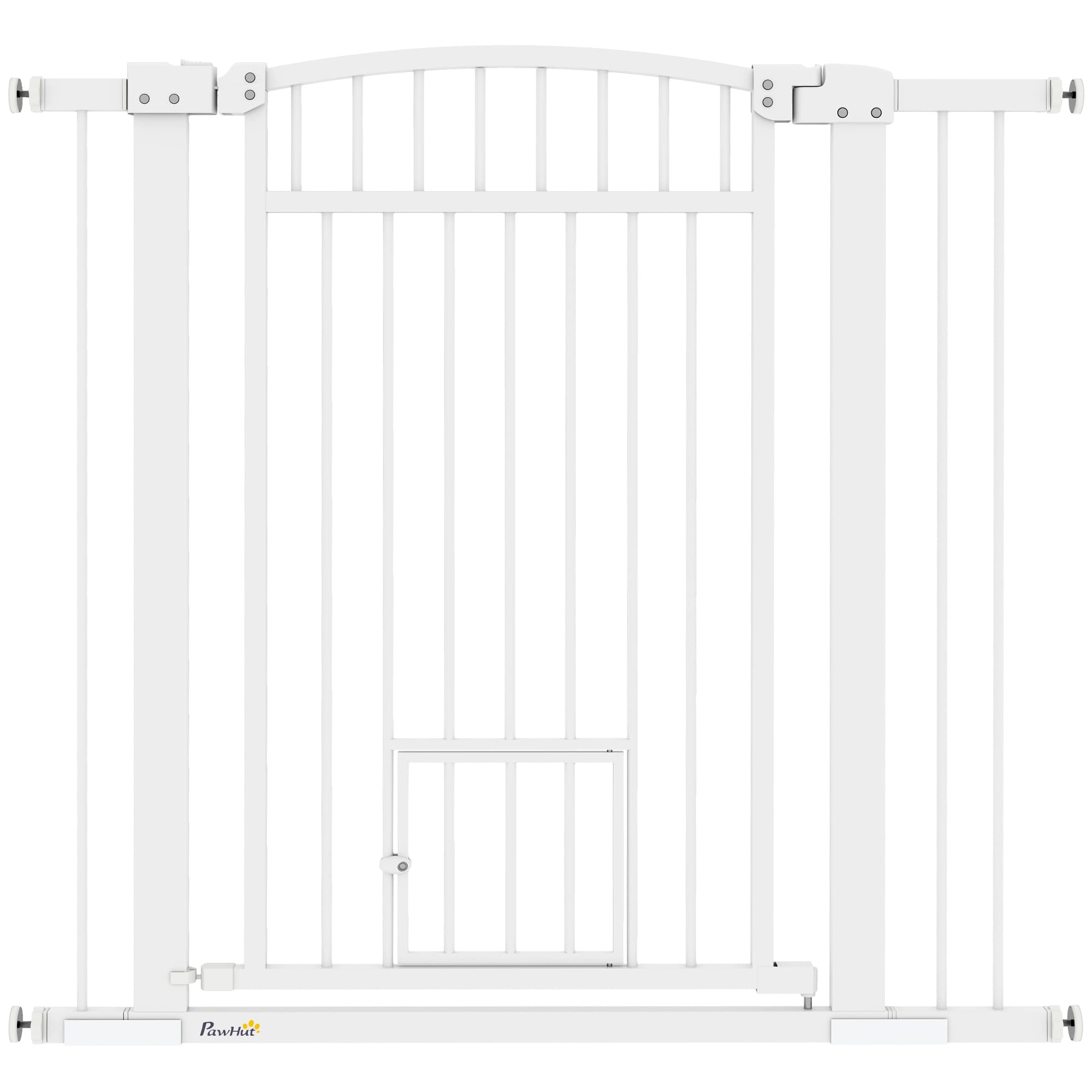 PawHut Barrière de sécurité chien système de double verrouillage montage par pression ou perçage largeur 76-104 cm blanc