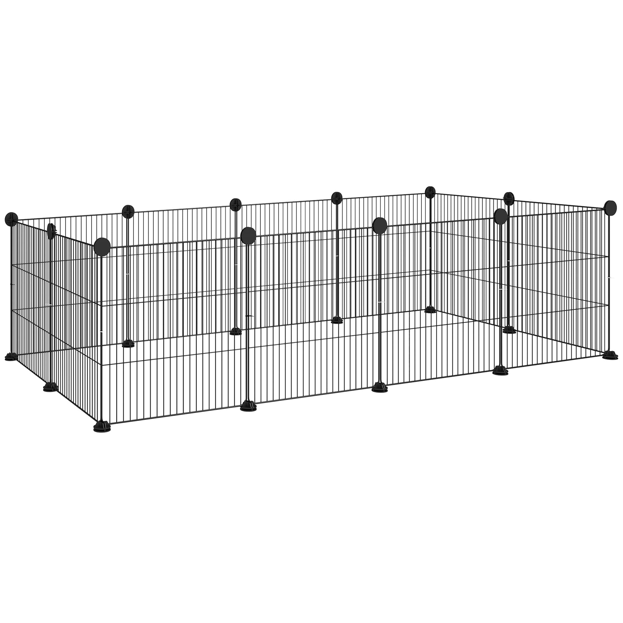 PawHut Cage parc enclos pour animaux domestiques bords arrondis fil en acier 140 x 70 x 35 cm noir