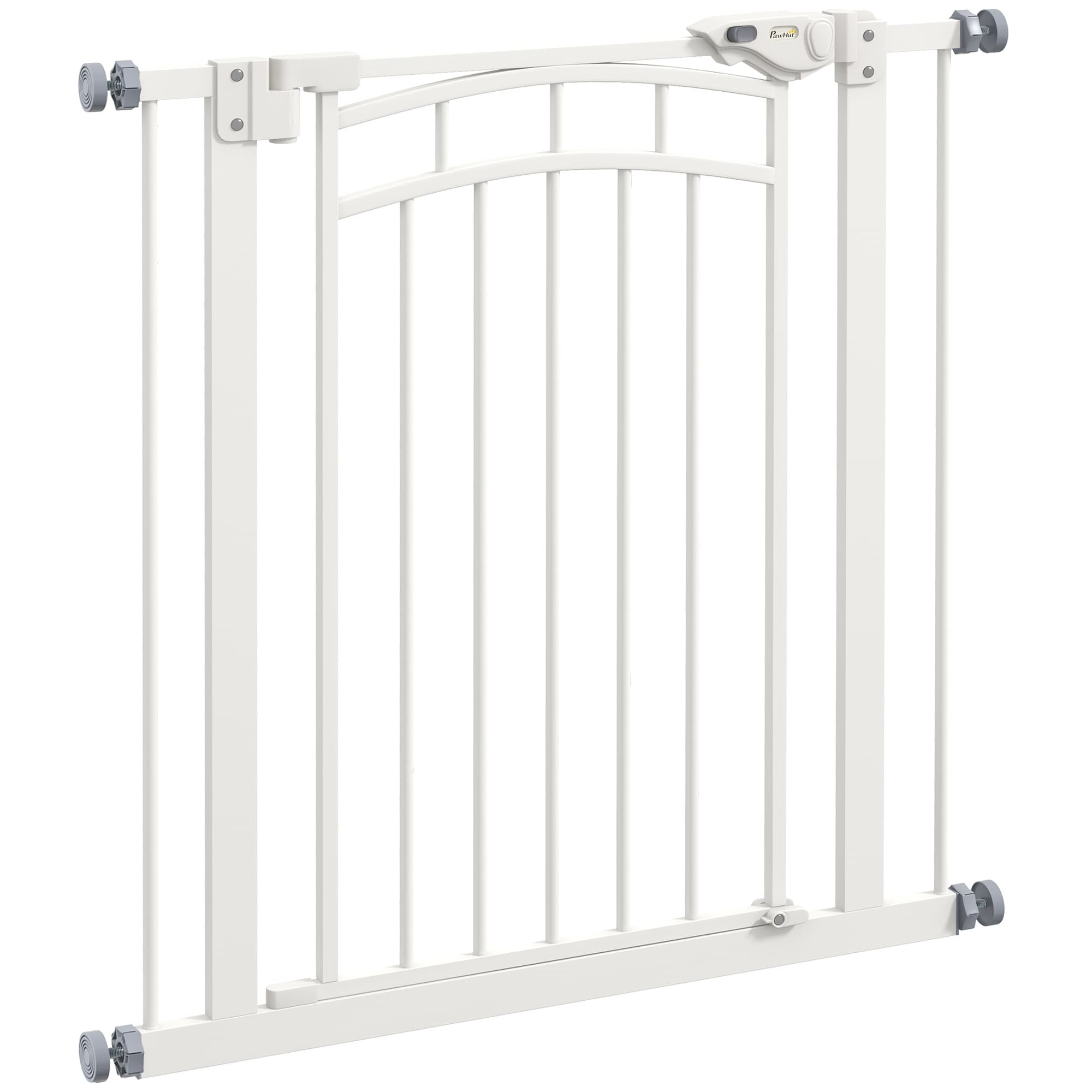 PawHut Barrière de sécurité pour chien barrière d'escalier extensible double verrouillage 74-80 x 76 cm blanc