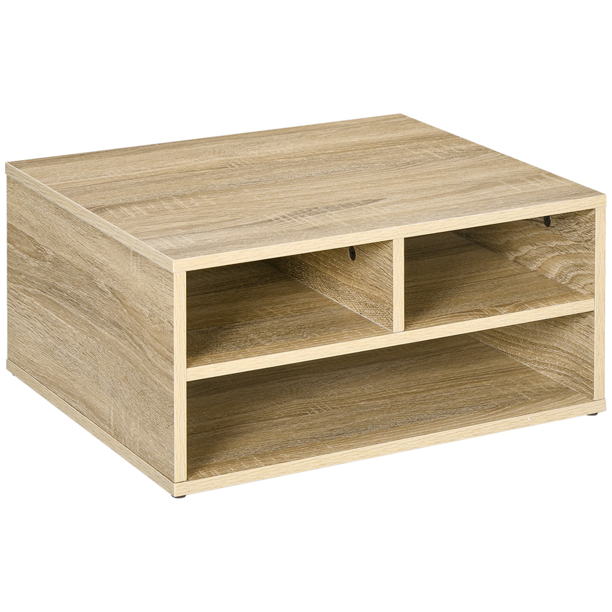 HOMCOM Organiseur bureau aspect bois avec 3 compartiments fournitures support d'imprimante dim. 47L x 40l x 22,5H cm