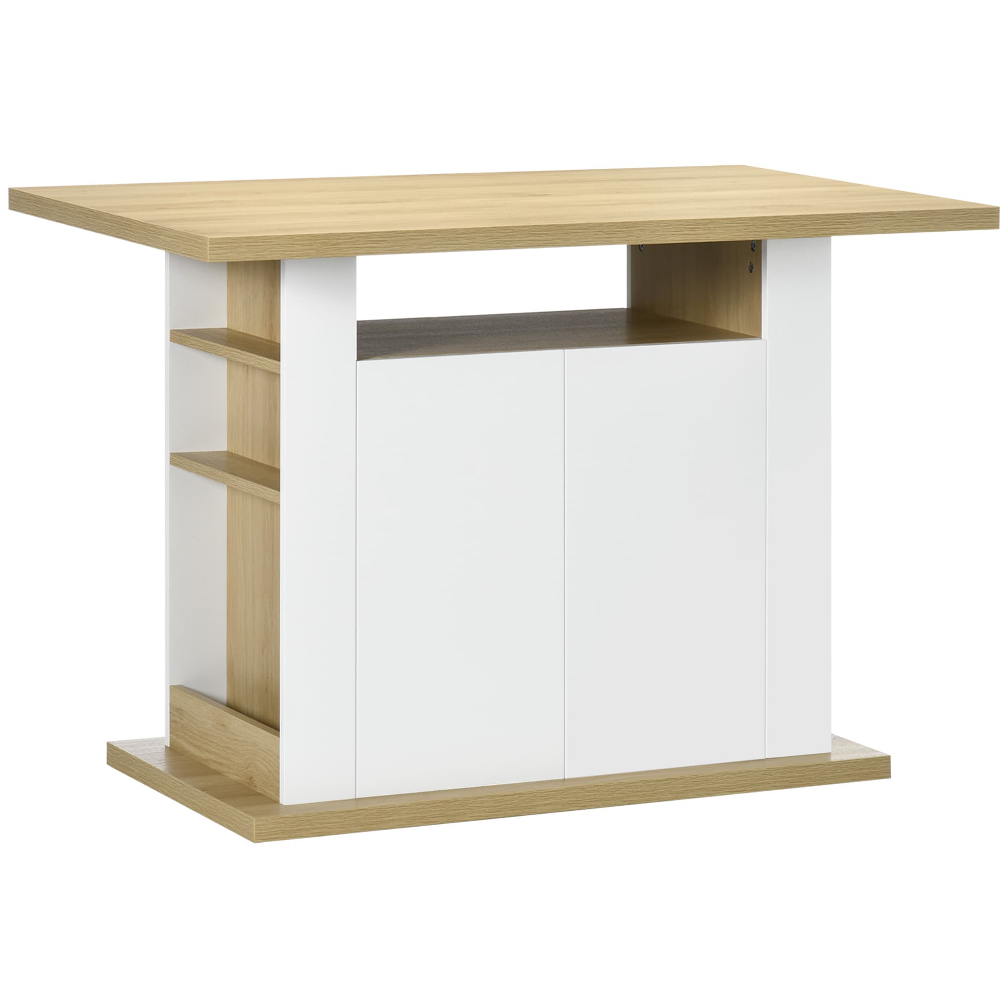 HOMCOM Ilot central cuisine table avec grand plan de travail 4-6 personnes - dim. 110L x 70l x 75,5H cm