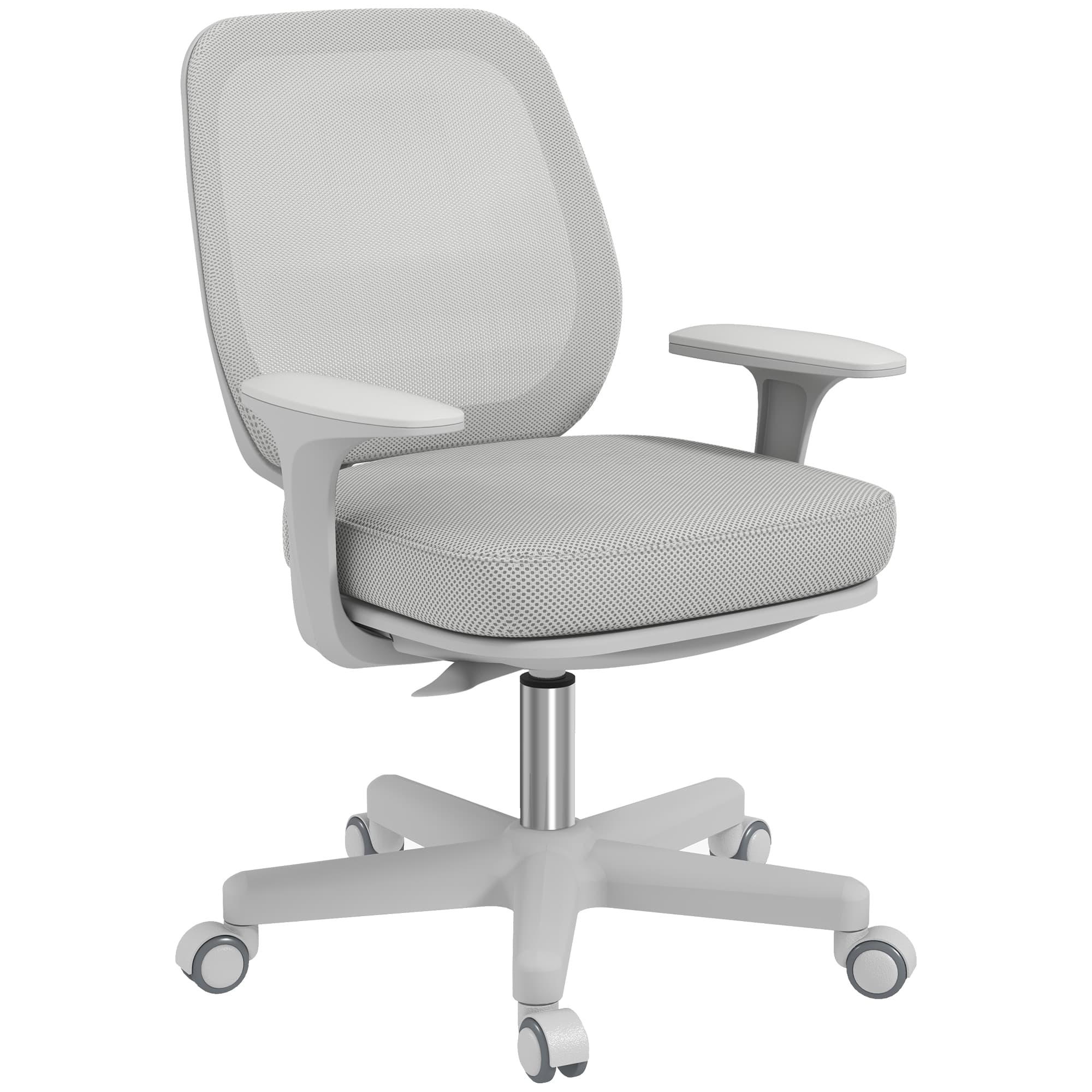 Vinsetto Chaise de bureau tissu mesh hauteur réglable pivotante 360° accoudoirs sur roulettes, inclinable, gris