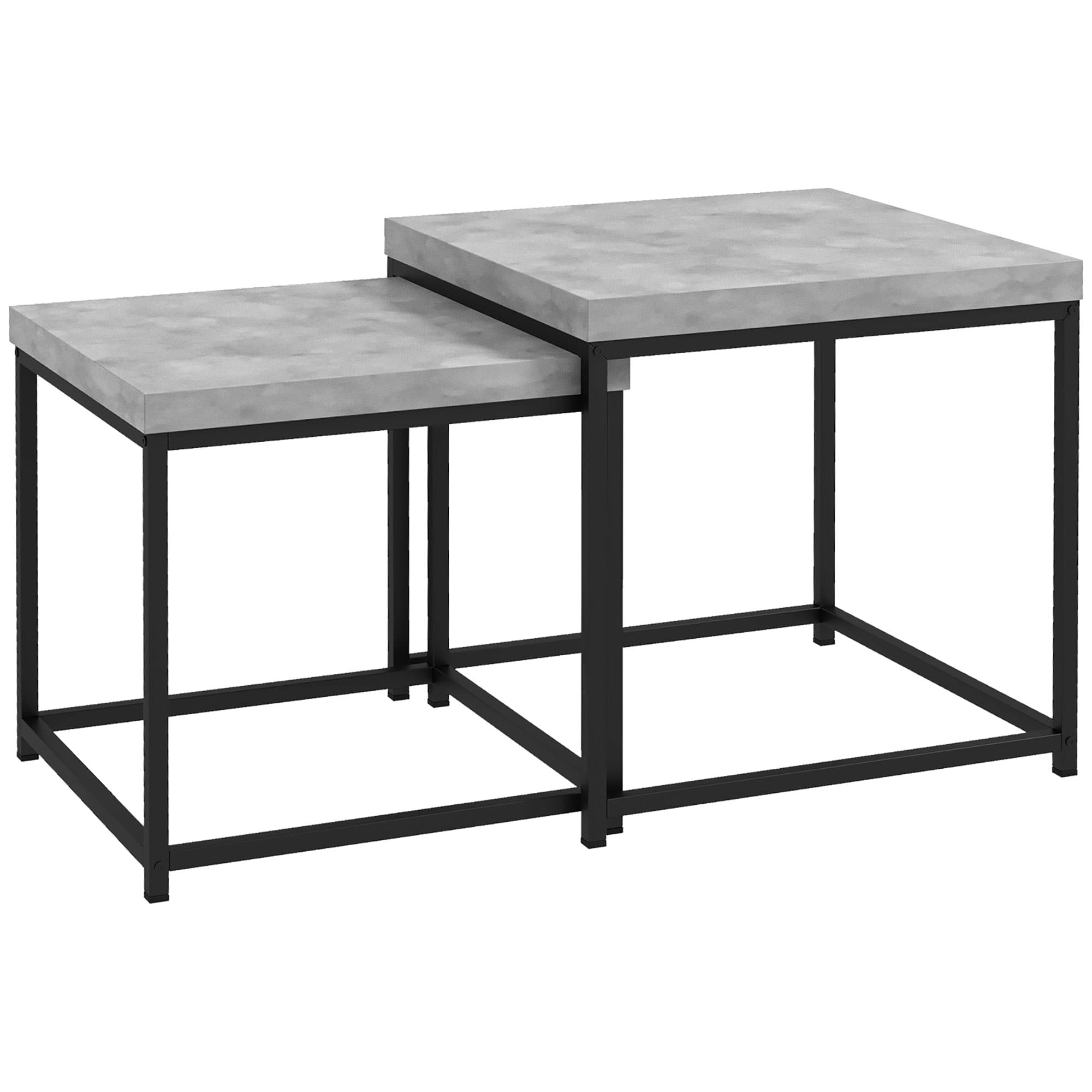 Homcom Ensemble 2 Tables Gigognes Design Acier et Bois Gris Moderne Aosom France