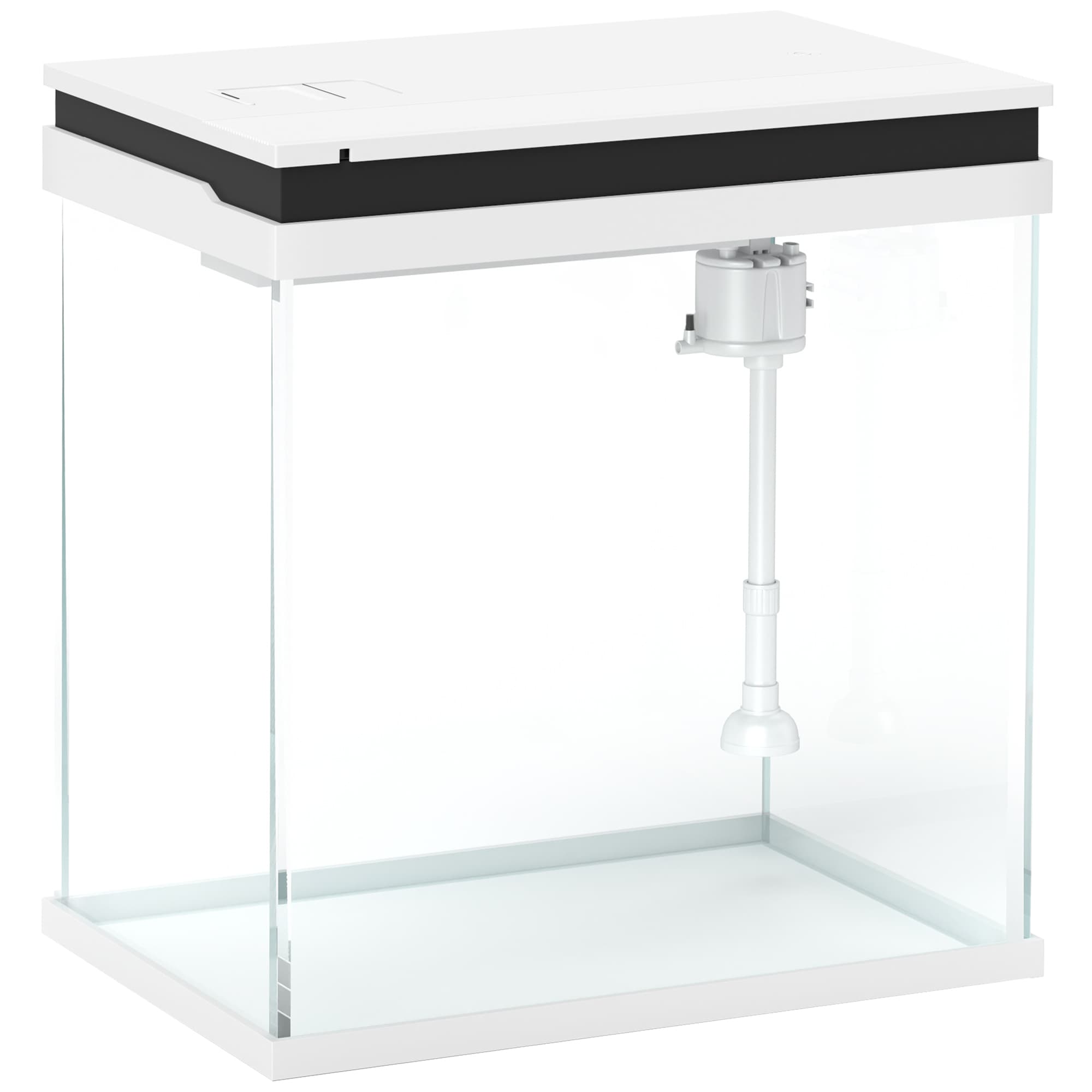 PawHut Petit aquarium complet 14L aquarium en verre avec système de filtration éclairage LED pompe à eau 30 x 20 x 33 cm blanc