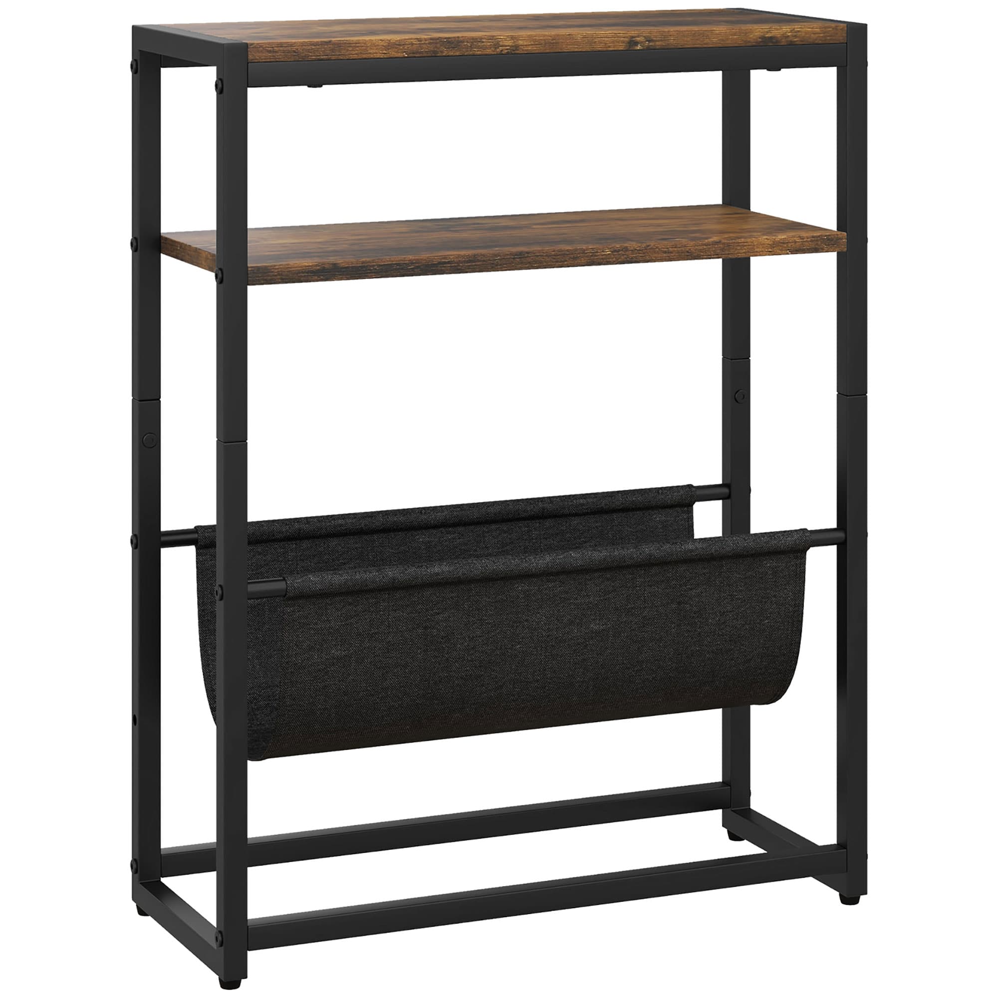 HOMCOM Table d'appoint bout de canapé avec étagère et porte-revues structure en acier design industriel - 43l x 18P x 56H cm