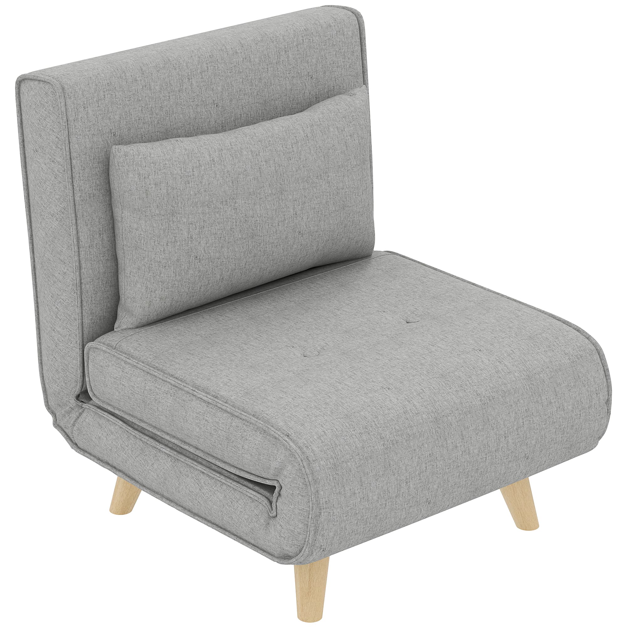 HOMCOM Fauteuil convertible 2 en 1 chauffeuse lit 1 place Dossier Réglable pieds en Bois et coussin
