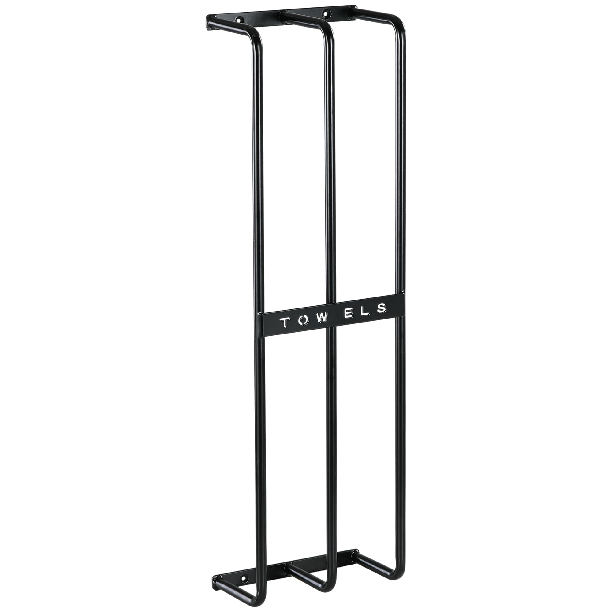 HOMCOM Porte serviettes mural 3 barres en métal noir - peut contenir jusqu'à 6 serviettes, dim. 21l x 12P x 74H cm