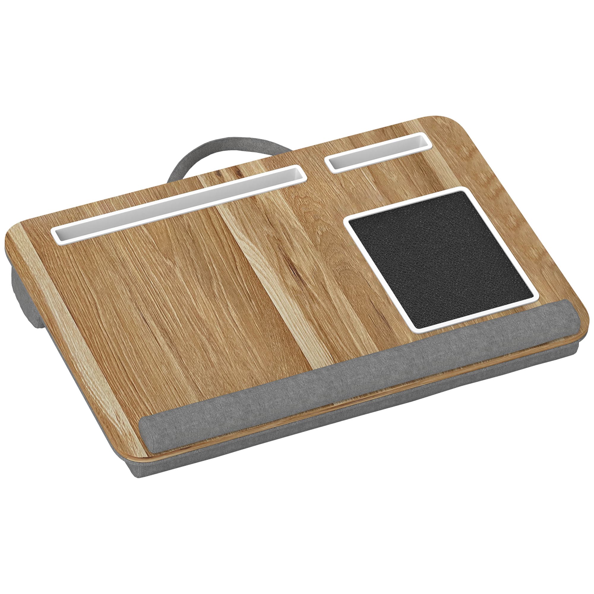 HOMCOM Support ordinateur portable lit avec traversin fente pour tablette ou téléphone tapis de souris repose-poignet poignée