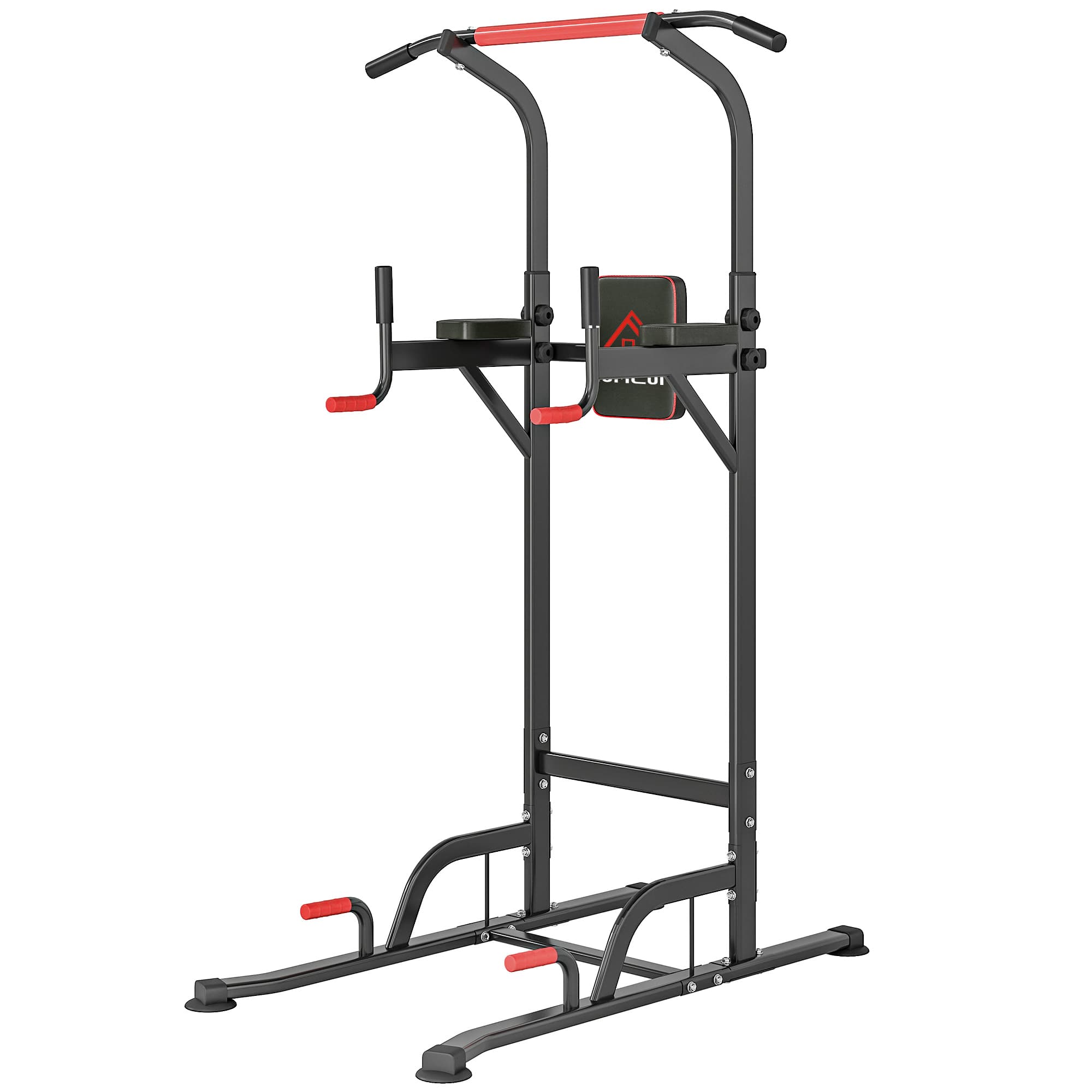 HOMCOM Power Tower réglable en hauteur - station de dips avec barre de traction, ventouses, appareil rembourré pour l'entraînement à domicile