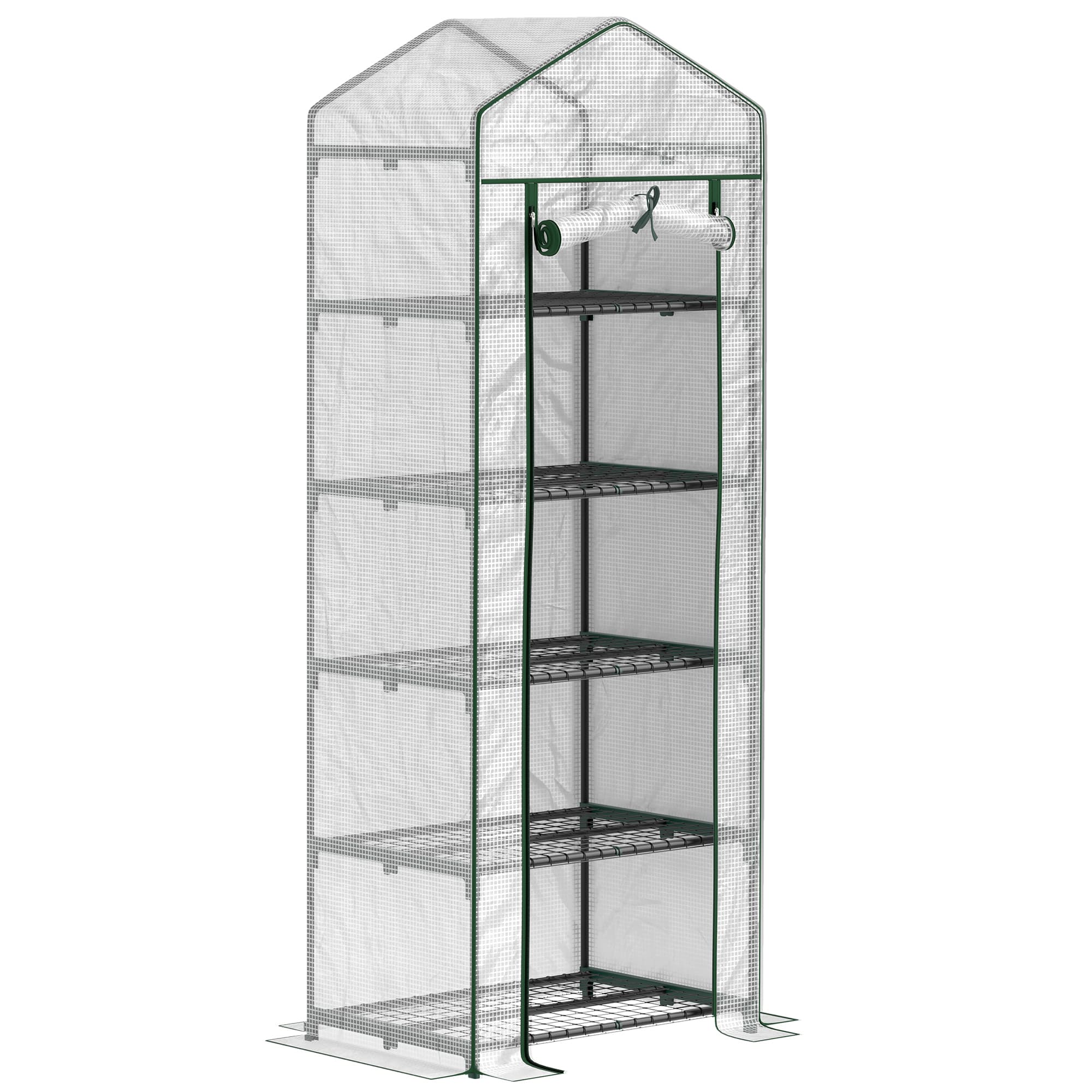 Outsunny Serre de jardin balcon étagère serre 5 niveaux 0,69 x 0,49 x 1,93 m acier bâche amovible PE blanc