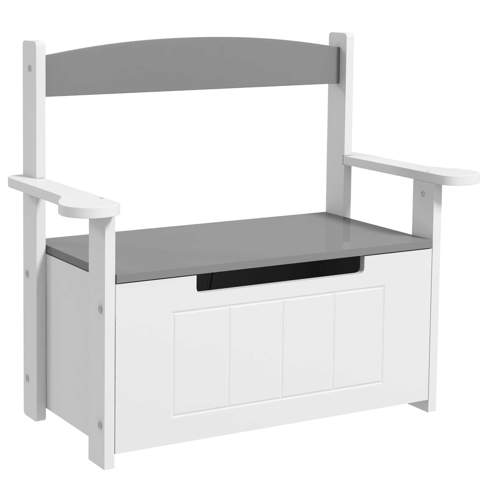 AIYAPLAY Coffre à jouets pour enfants 2 en 1 et banc avec dossier et accoudoirs - vérin pneumatique 68,5L x 34l x 58H cm