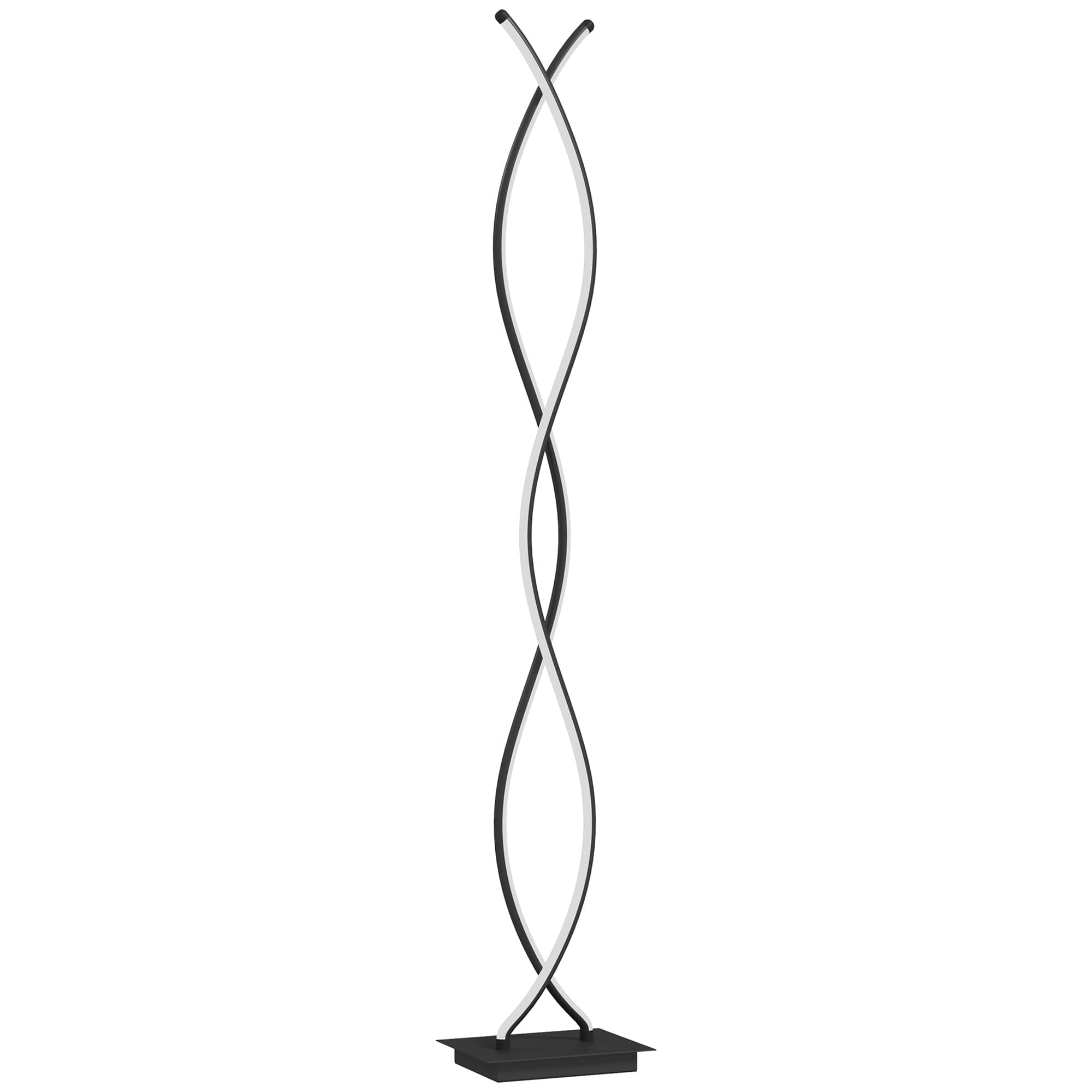 HOMCOM Lampadaire sur pied salon, lampe salon 3 niveaux de luminosité réglables à double spirale avec interrupteur à pied, noir