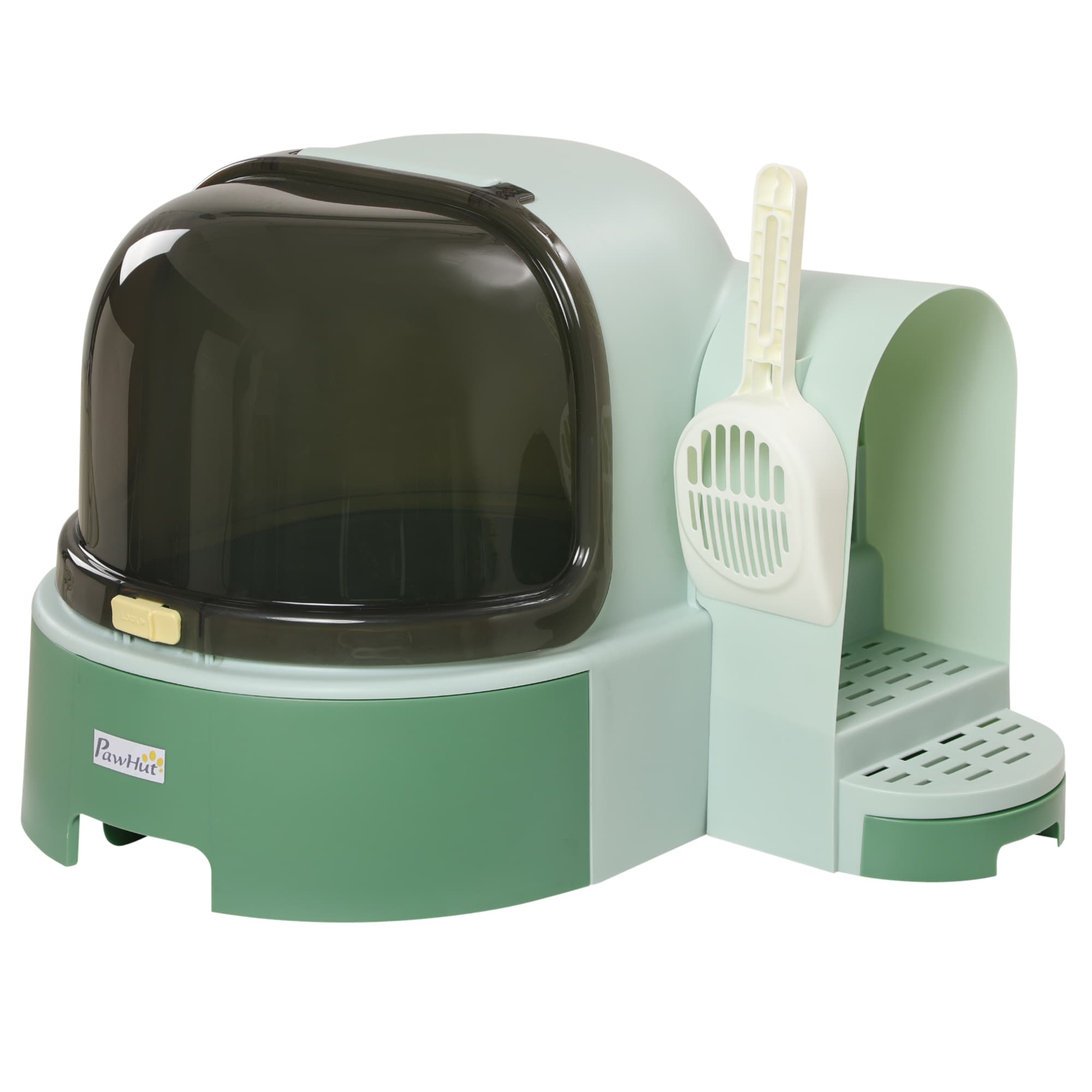 PawHut Maison de toilette, bac à litière fermé pour chat Compartiment Inférieur Amovible pour un Nettoyage Facile Pelle inclus