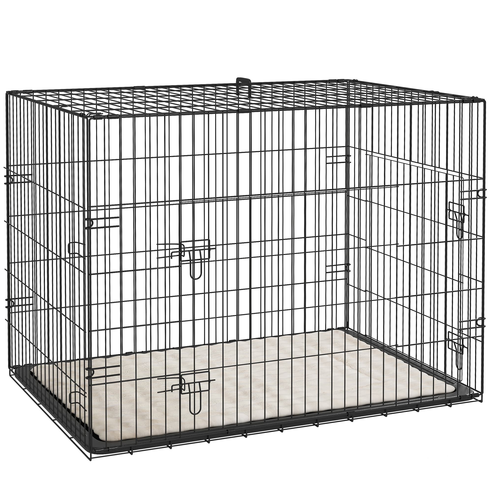 PawHut Cage caisse de transport pliante pour chien poignée, plateau amovible, coussin fourni 91 x 62 x 68 cm noir