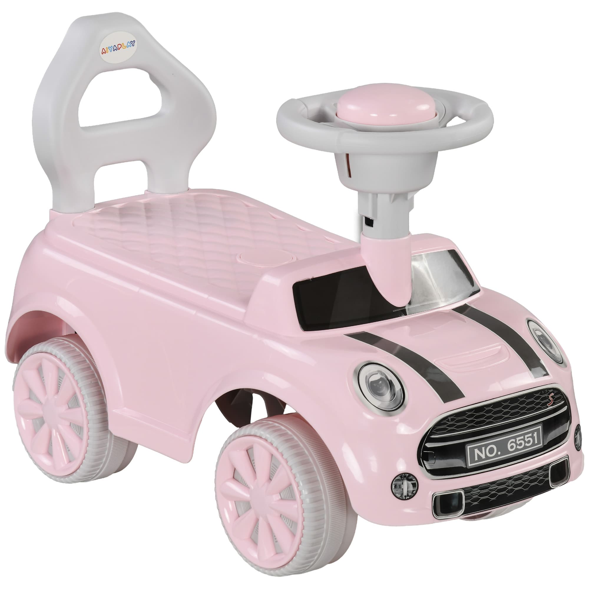 AIYAPLAY Porteur Enfants Voiture 18-36 Mois Volant klaxon et Butée Anti-bascule Charge 25 kg 53x25x35 cm Rose