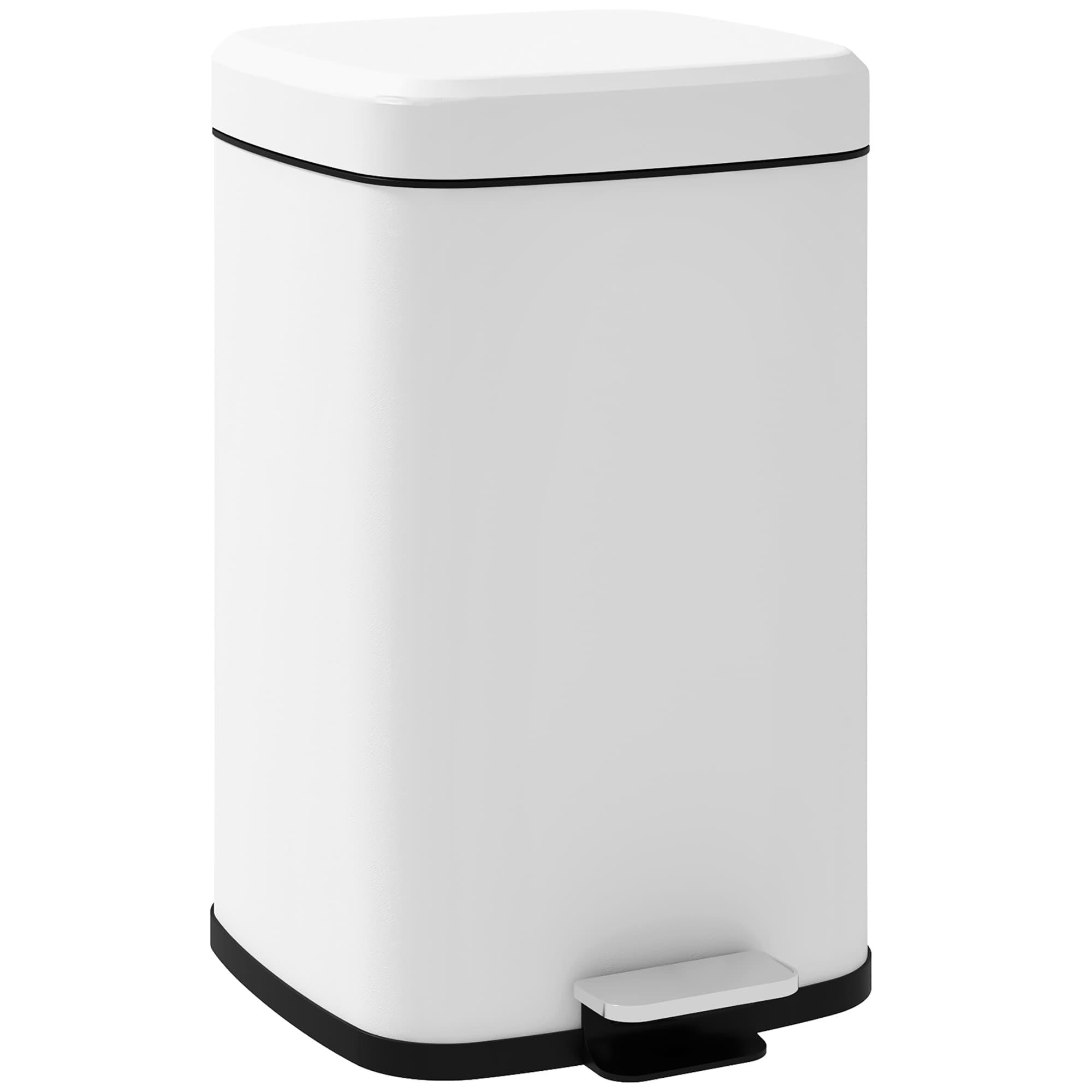 HOMCOM Poubelle de cuisine 20L avec couvercle à fermeture douce et pédale, seau intérieur amovible, 28L x 35l x 45H cm, blanc