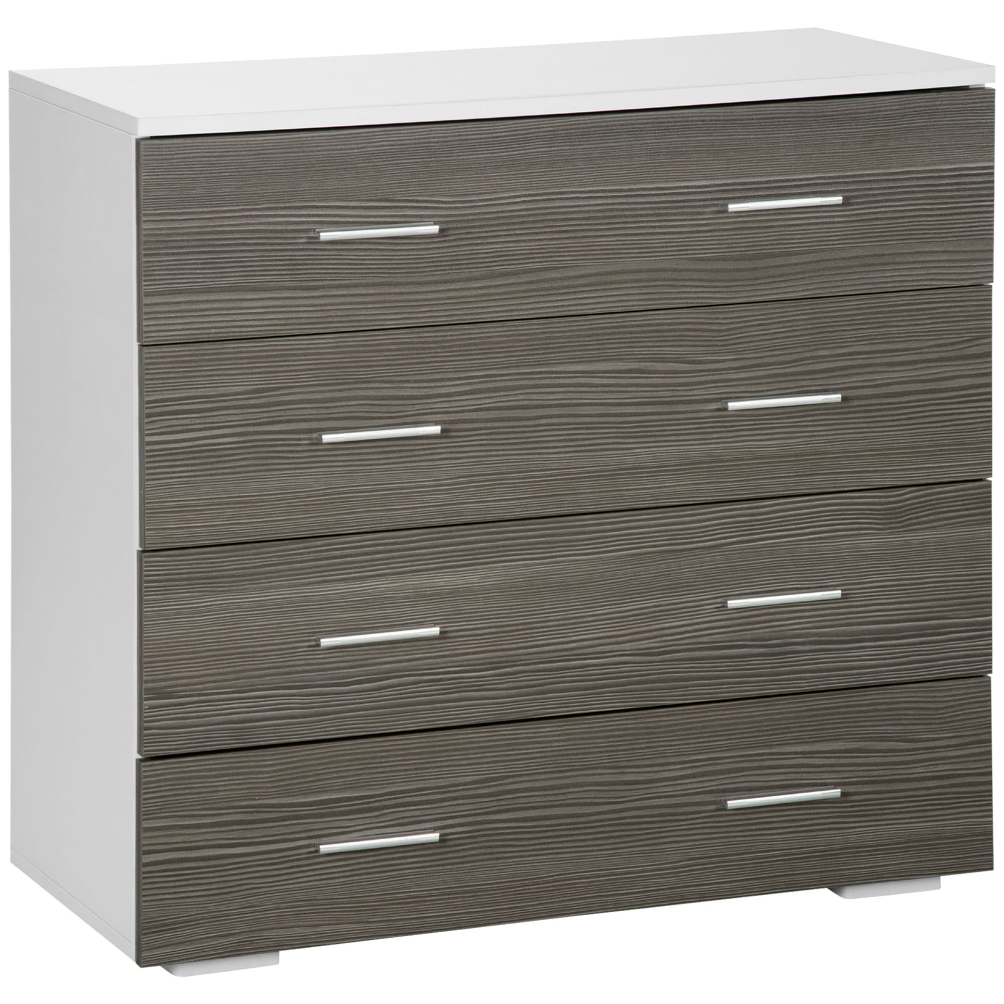 HOMCOM Commode meuble de rangement style contemporain 4 tiroirs 76 x 35 x 72 cm blanc et gris
