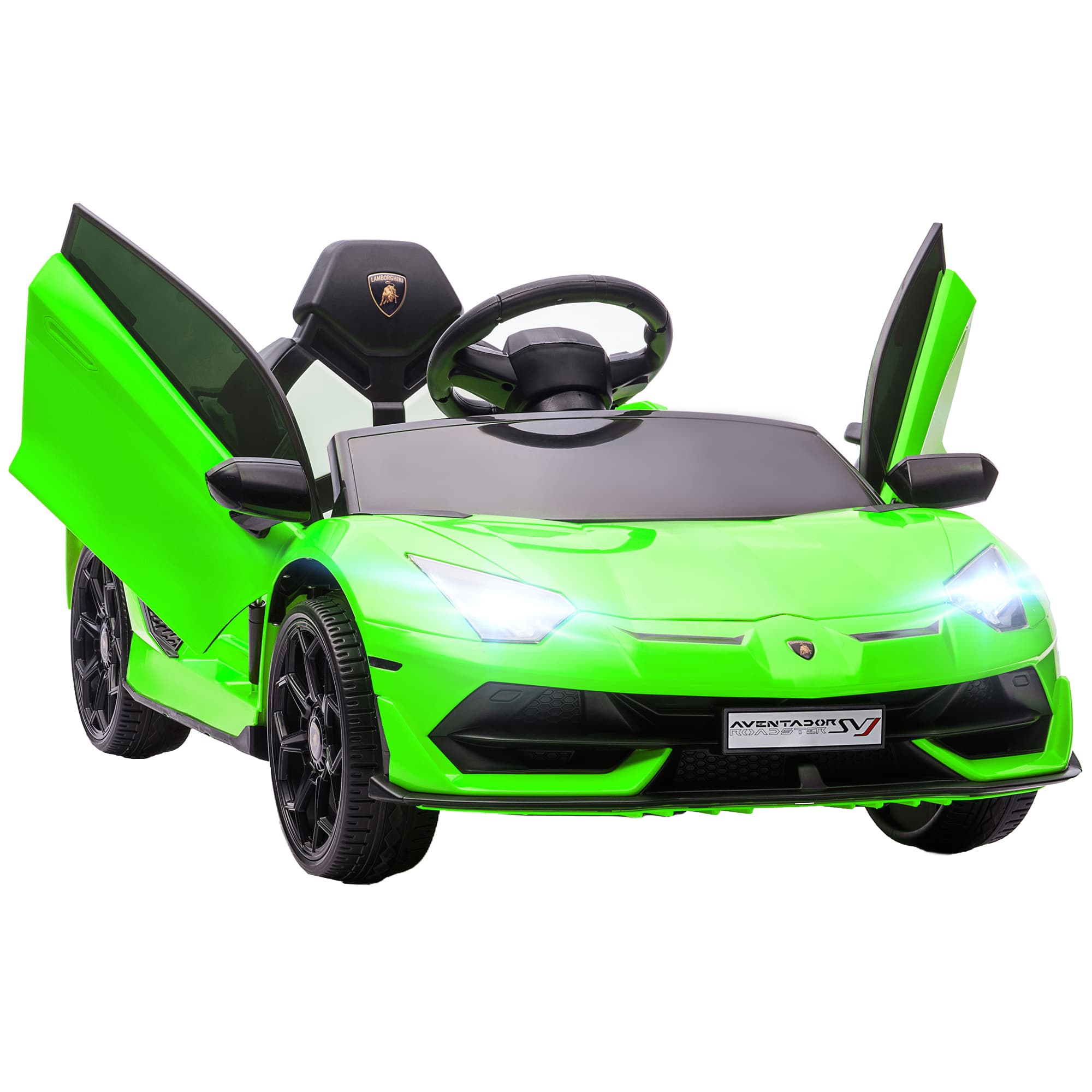 HOMCOM Voiture électrique pour enfants licence Lamborghini Aventador SVJ 12V avec portes papillon télécommande 3-5 KM/H vert