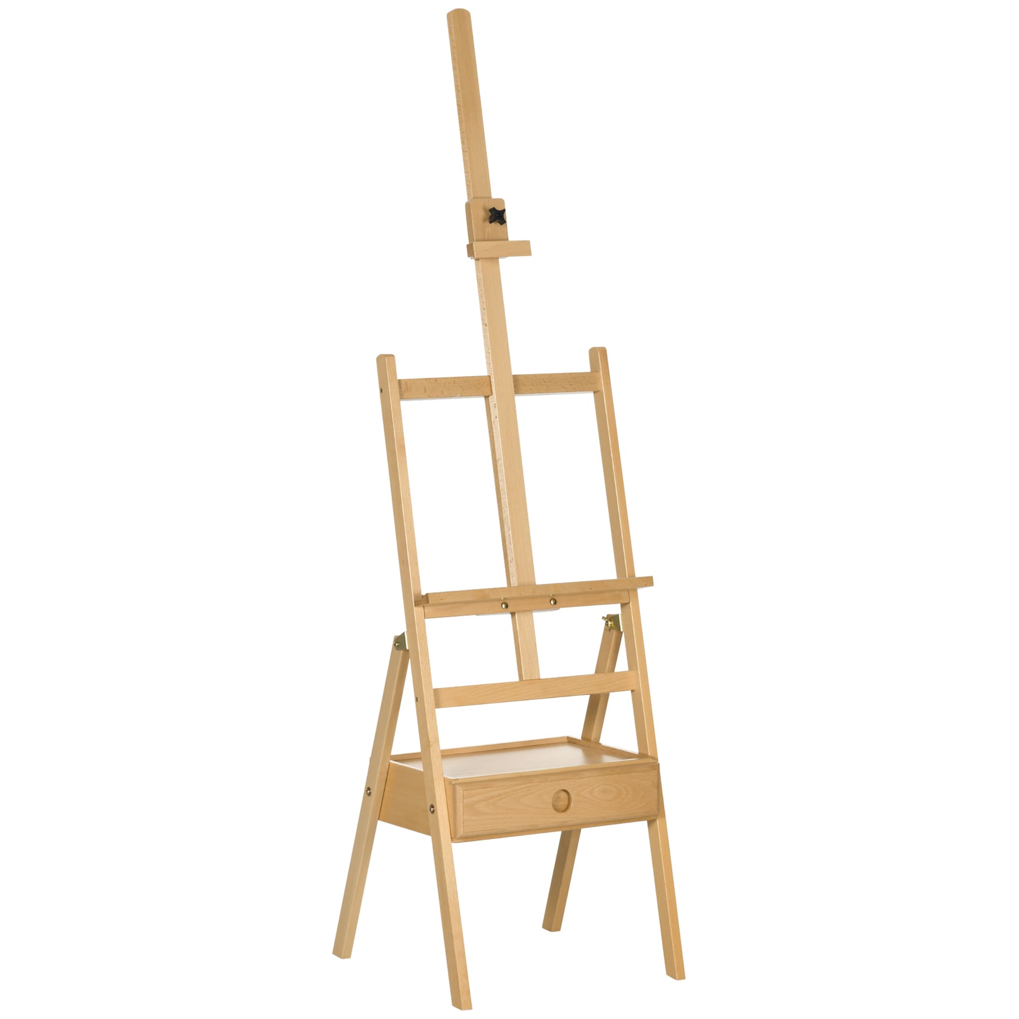 Vinsetto Chevalet en bois sur pied chevalet d'artiste avec tiroir intégré hauteur réglable jusqu'à 92 cm coloris naturel