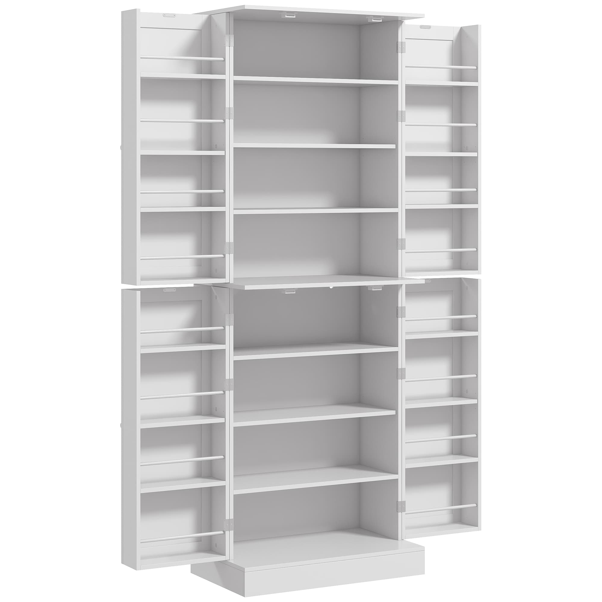 HOMCOM Armoire de cuisine buffet cuisine avec placards, étagère réglable et porte-épices, 60 x 35 x 166 cm, blanc